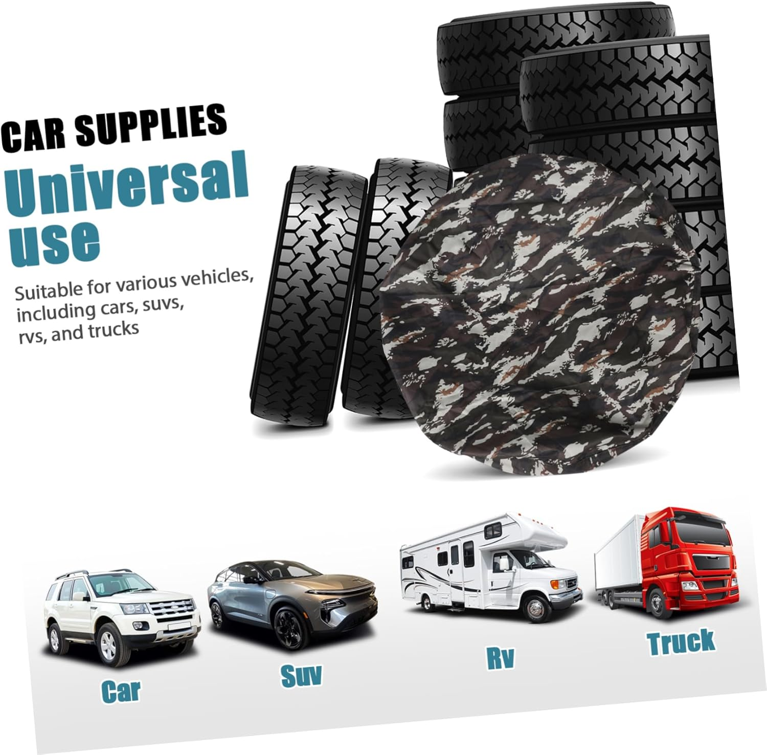GLEAVI Camouflage Spare Tire Cover Oxford Cloth Wheel Protector Automotive Rv Trailer Camping Travel Protection for SUV Vehicle image number 6
