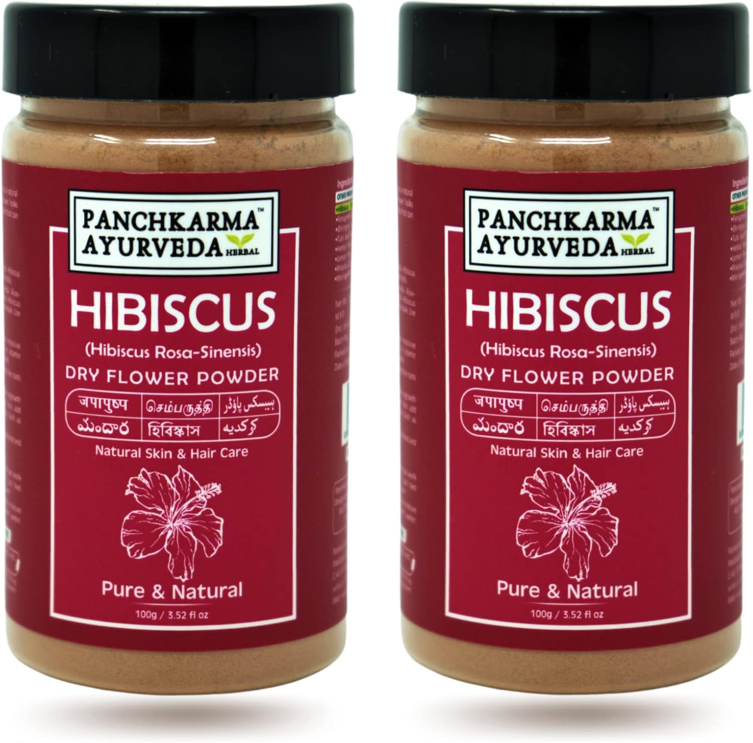 Panchkarma Ayurveda Herbal & Natural Hibiscus Flower Powder (Hibiscus Rosa- Sinensis) for Fairness Sun-Tan Acne-Spot Face Pack & Hair Shine Hair-Fall Hair Pack (200G)