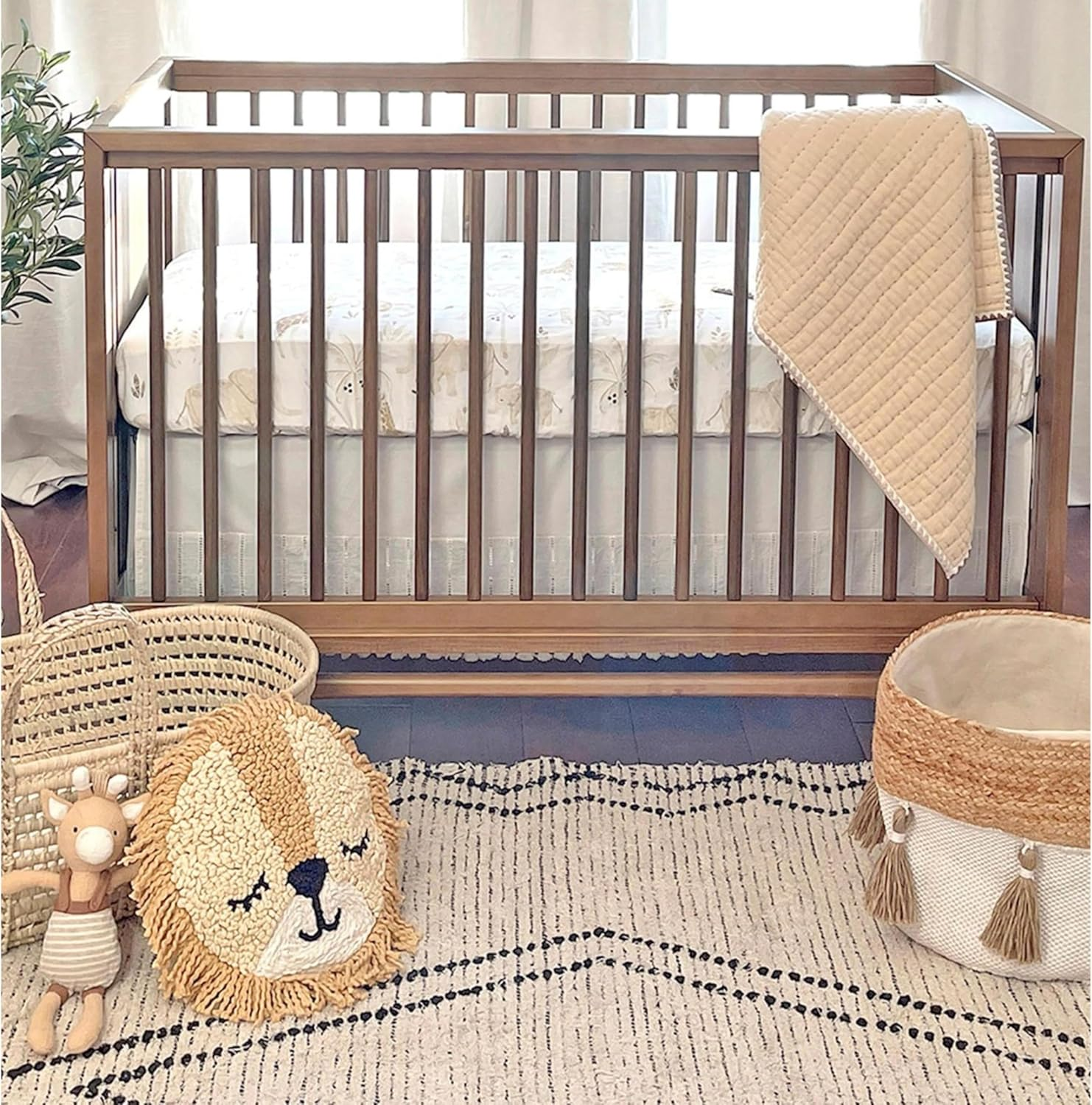 Crane Baby Soft Cotton Crib Mattress Sheet, Fitted Crib Sheet for Boys and Girls, Safari Animal, 28&rdquo;W X 52&rdquo;H X 9&rdquo;D, Multicolor, Small Single image number 3