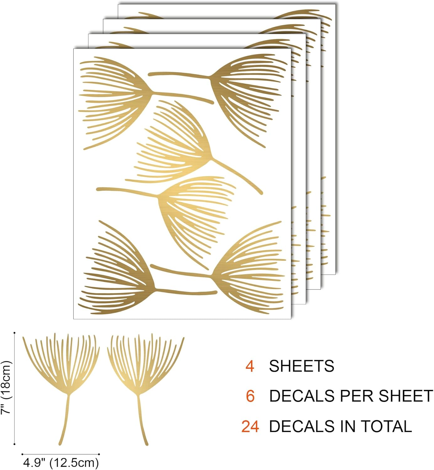 SHYJSHYJ a Room with Metallic Gold Vinyl Flowers Wall Decals, Peel and Stick Modern Floral Dandelion Pappus Stickers for Bedroom Livingroom Home Wall Art Decor image number 1