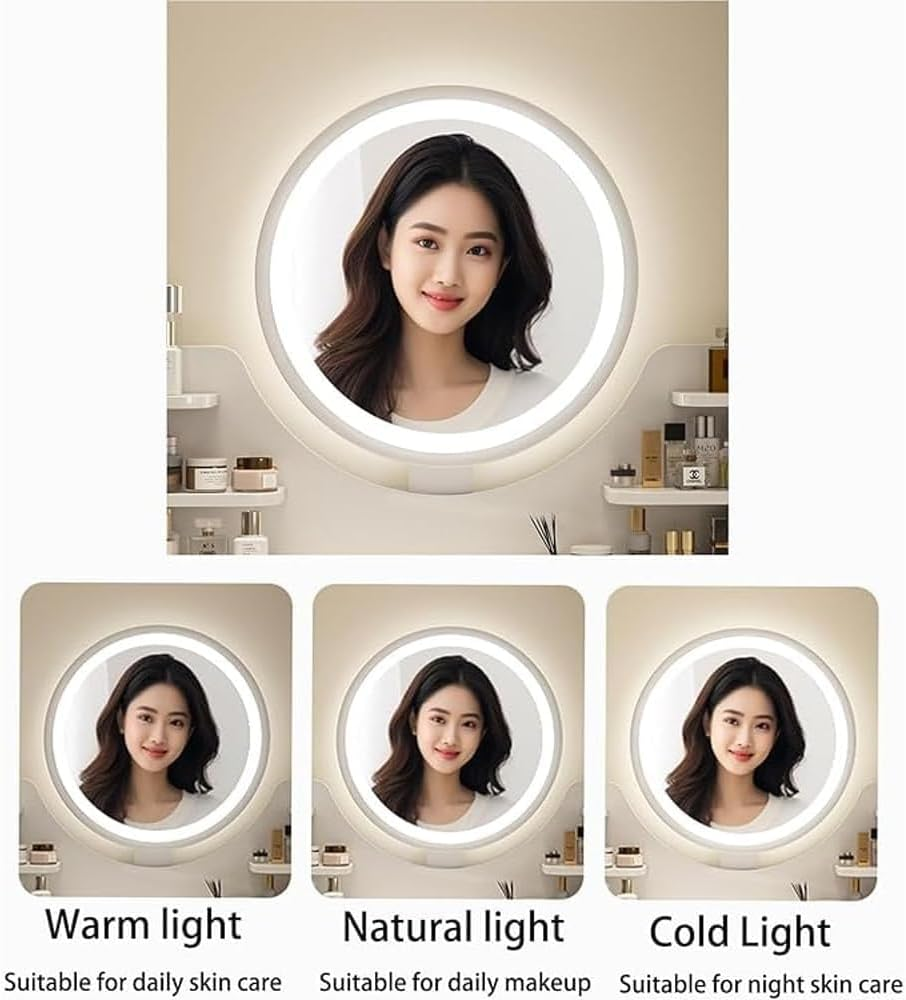 Uandhome Dressing Table,Modern Minimalist Dressing Table for Bedroom with LED Mirror and Drawer Storage,Vanity Table for Bedroom(100-115 * 40 * 135Cm)-White image number 4