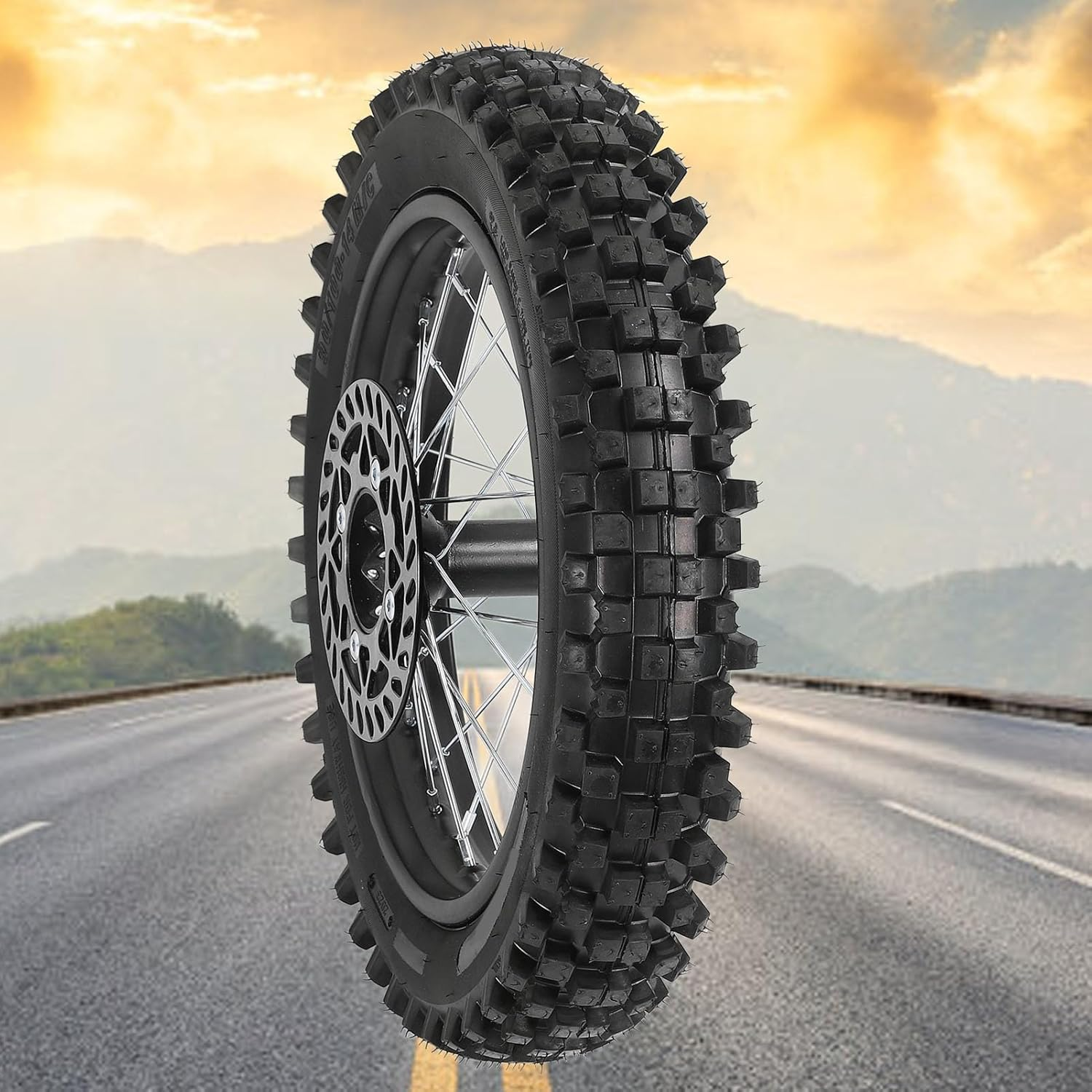 90/100-14 Rear Wheel Rim Tire, Rear Wheel Tire and Rim Inner Tube with 15Mm Bearing Assembly, Rotor & 420 41T Sprocket for Dirt Pit Bike Tao Kayo TSD 110 TD 125 image number 2