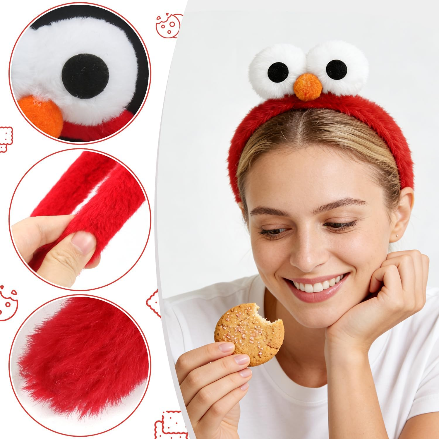 Meleager Women'S Carnival Headband, Monster Plush Headband, Red Funny Hair Accessories, Large Eyes Hair Accessories, for Carnival, Theme Party, Cosplay image number 4
