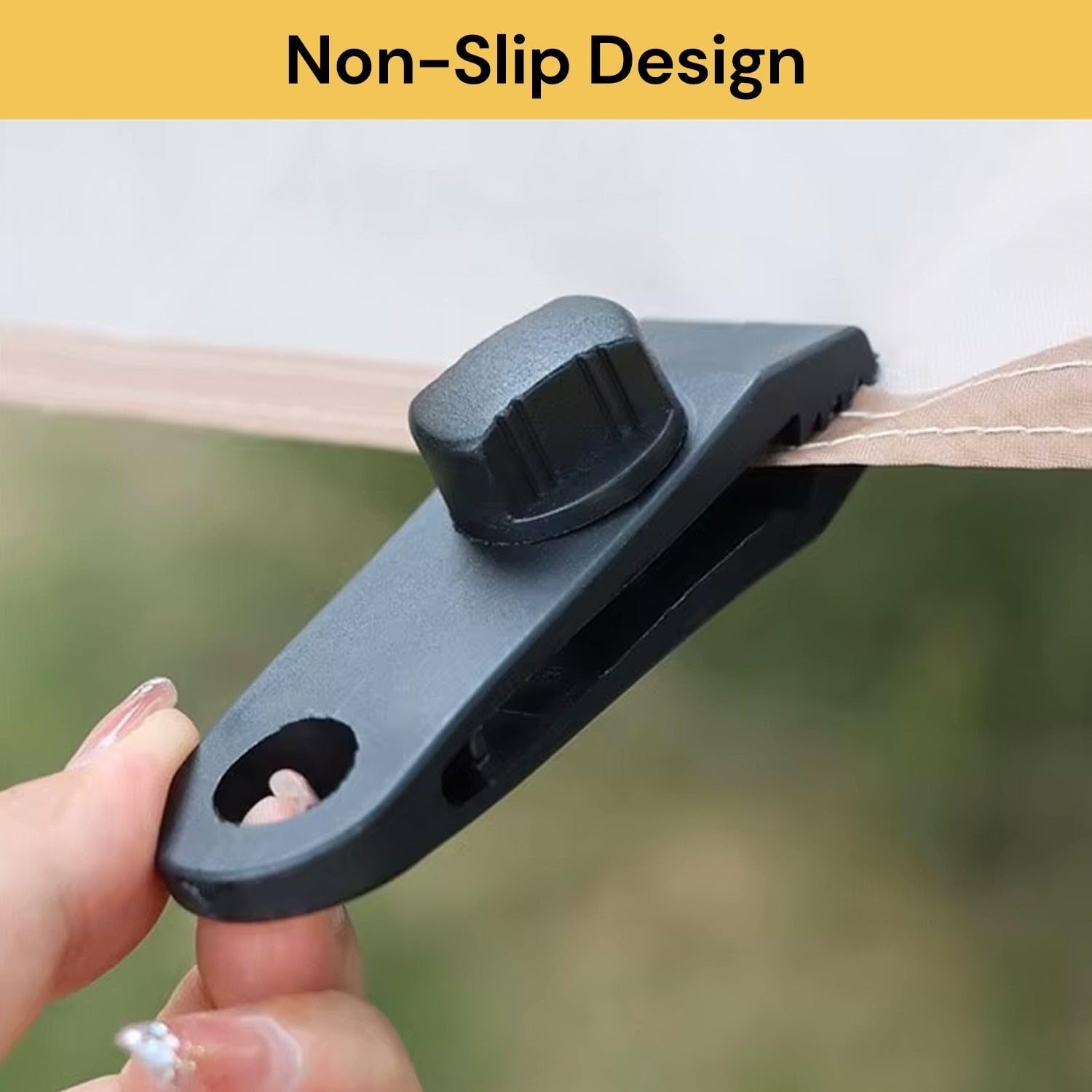 EZONEDEAL 5 Pcs Tarp Clips Heavy Duty Lock Grip, Tent Clamps with Thumb Screw and Bungee Ball Cords Clip & Carabiner for Fixing Tarps, Awnings, Tarpaulin, Camping, Caravan Canopies, Car Cover Clamp image number 5