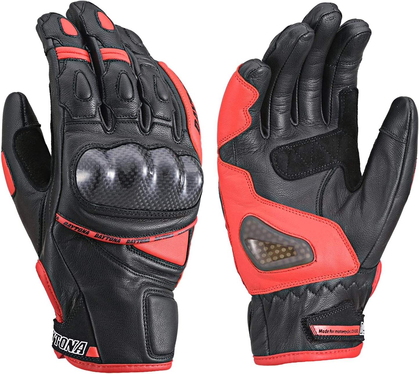 Daytona HBG-036 Motorcycle Gloves, Genuine Leather, Goat Leather, Spring, Summer, Autumn, Winter, Carbon Protector, Touch Panel Compatible, Sports Short Gloves