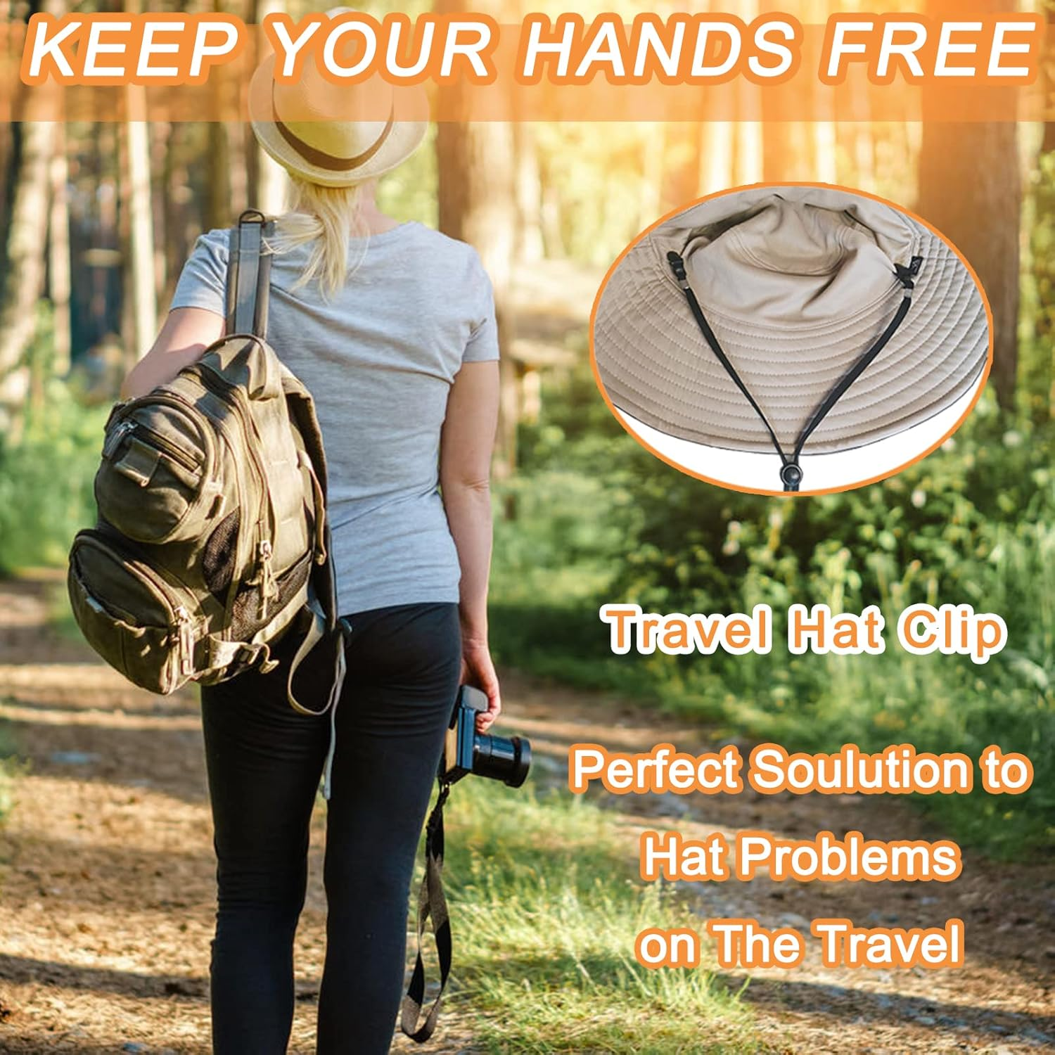 5 Pieces Adjustable Hat Clips - Windproof Cap Anti-Loss Strap with Chin Cord for Travel, Golfing, Fishing image number 2