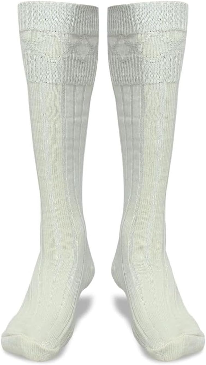 Scottish Highland Kilt Hose for Men, Ribbed Socks for USA Shoe Sizes, Wool Blend