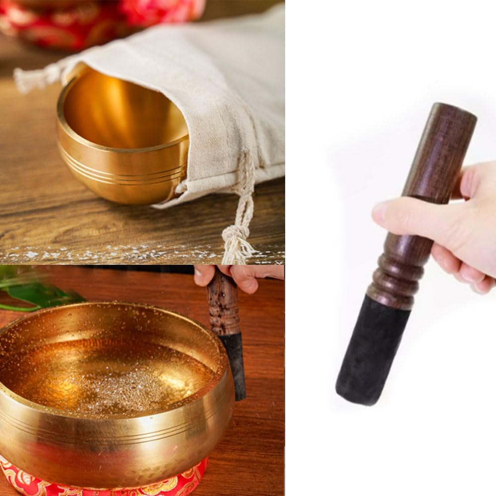 Armastuse Tibetan Singing Bowl Set, Chakras Healing Bowl with Mallet and Silk Cushion, Meditation Sound Bowl Handcrafted in Nepal, for Yoga, Mindfulness, Healing, Meditation (3.15 Inches Diameter) image number 2