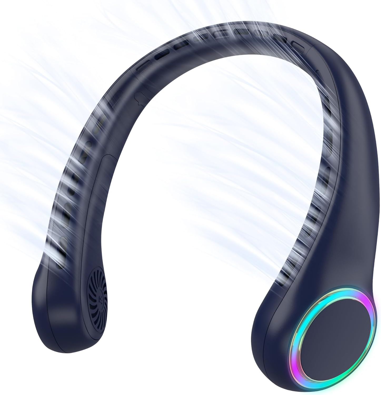 Portable Neck Fan, Personal Fan with 4000Mah Battery, Rechargeable Neck Fan with 3 Speeds and 64 Cool Lights, Birthday Gifts for Men Women Mom Dad, Hands Free Cooling Fan for Summer(White)