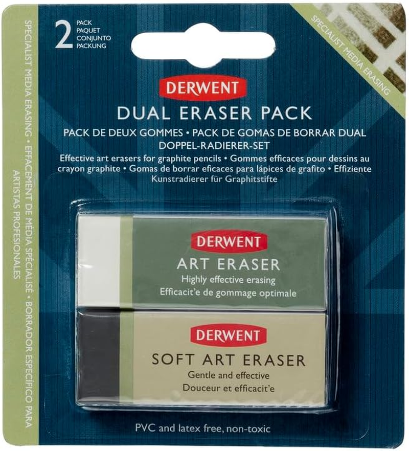 Derwent Art Eraser and Soft Art Eraser, Blister Pack, Professional Quality, 2301963 image number 4