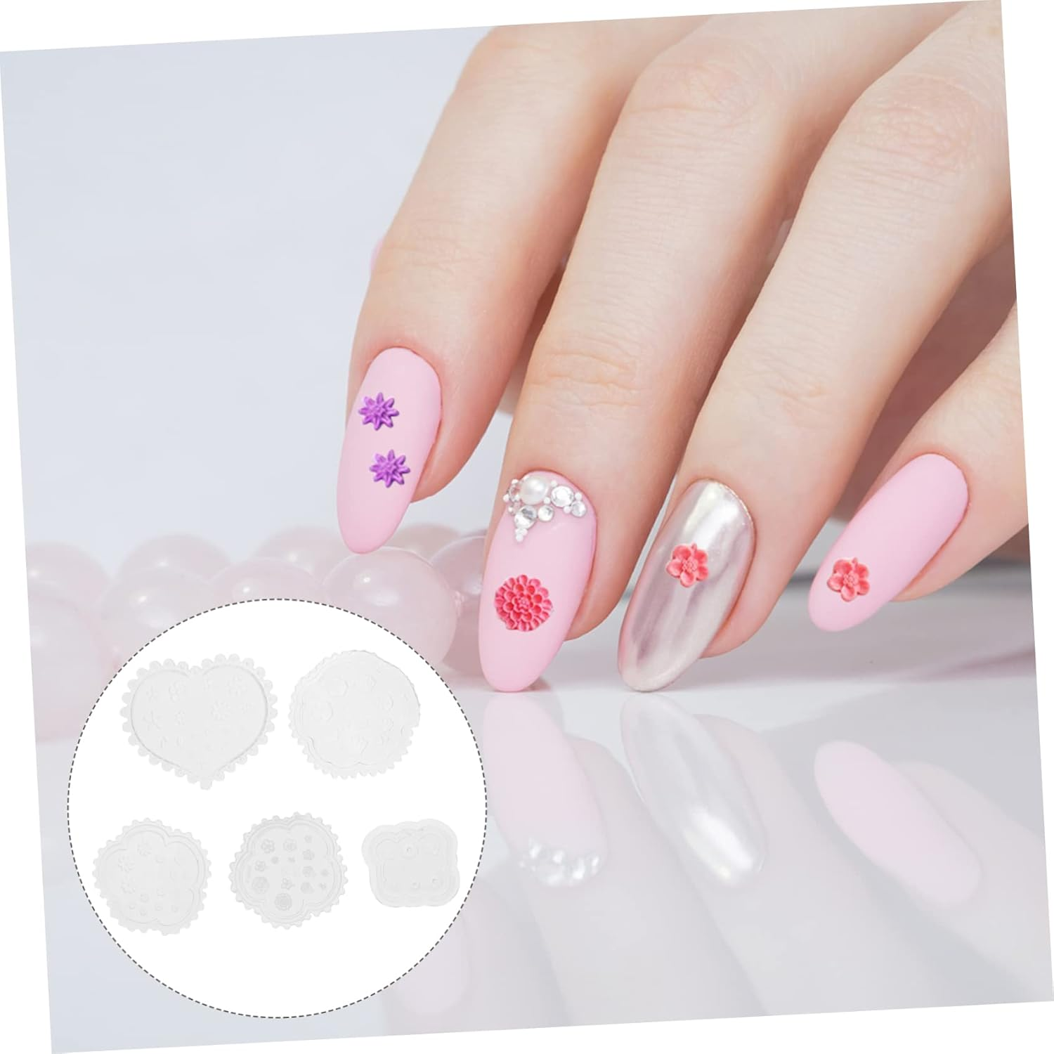 BESPORTBLE 5Pcs Nail Art Molds Nail Decor Shell Molds Silicone Craft DIY Manicure image number 5