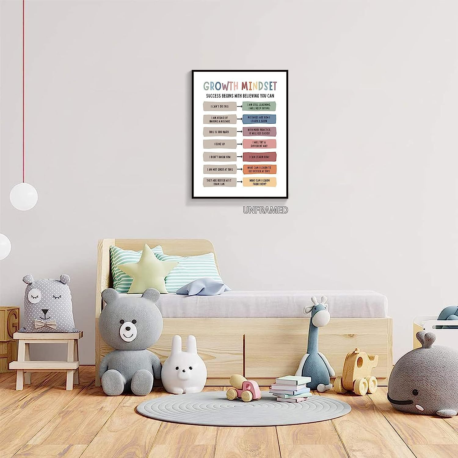 Classroom Growth Mindset Posters Positive Affirmations Quotes Canvas Wall Art Mental Health Therapy Office Motivational Decor Kids Educational Prints for Calming Corner Decorations 12X16In Unframed image number 1