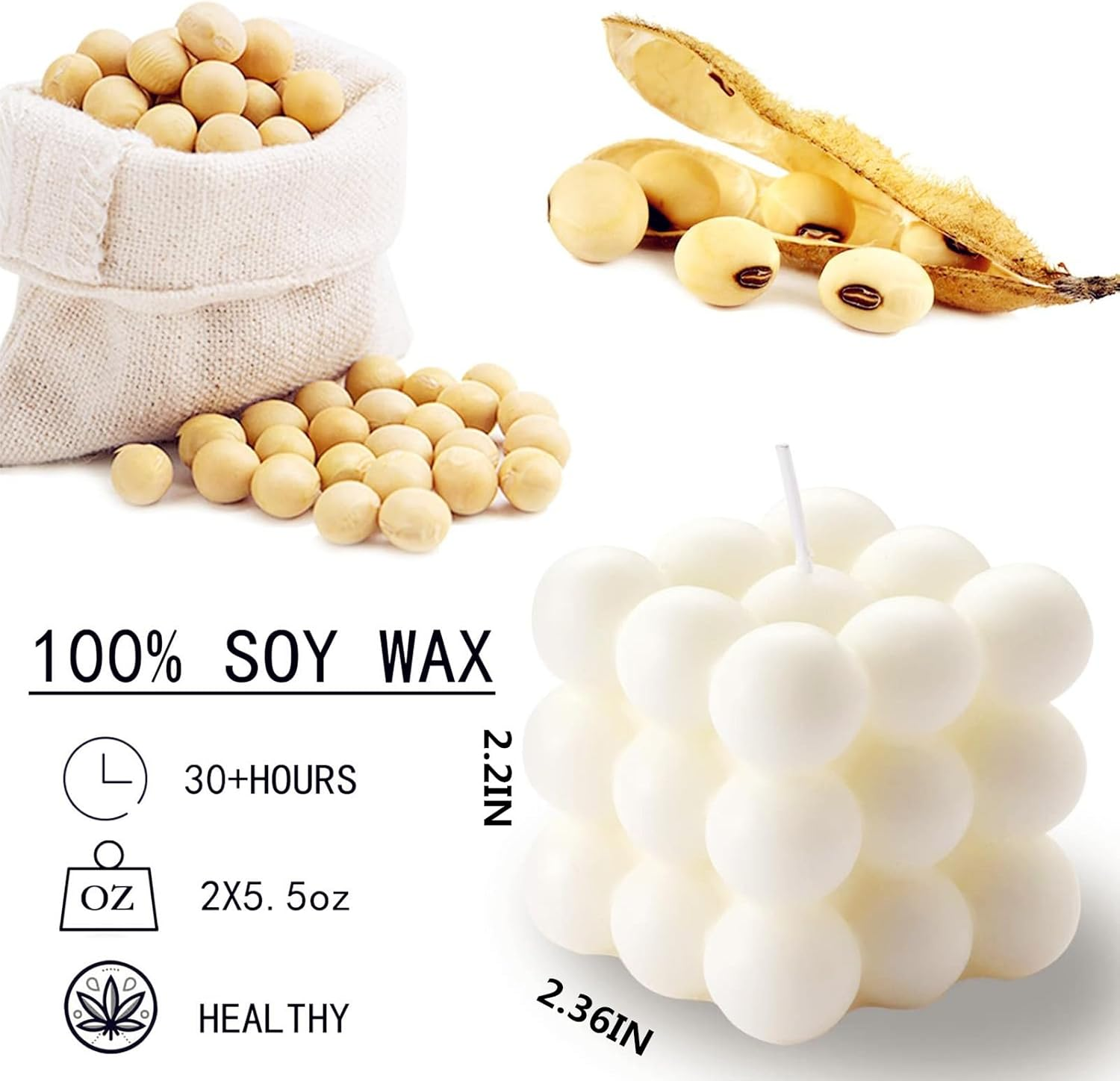 2 Pieces Bubble Candle Soy Wax Scented Candle for Bedroom, Dorm, Bathroom, Home - Scented Candle Set of 2 Pieces for Gifting, Decorating 2.2" W X 2.36" H (Green + Purple) image number 5