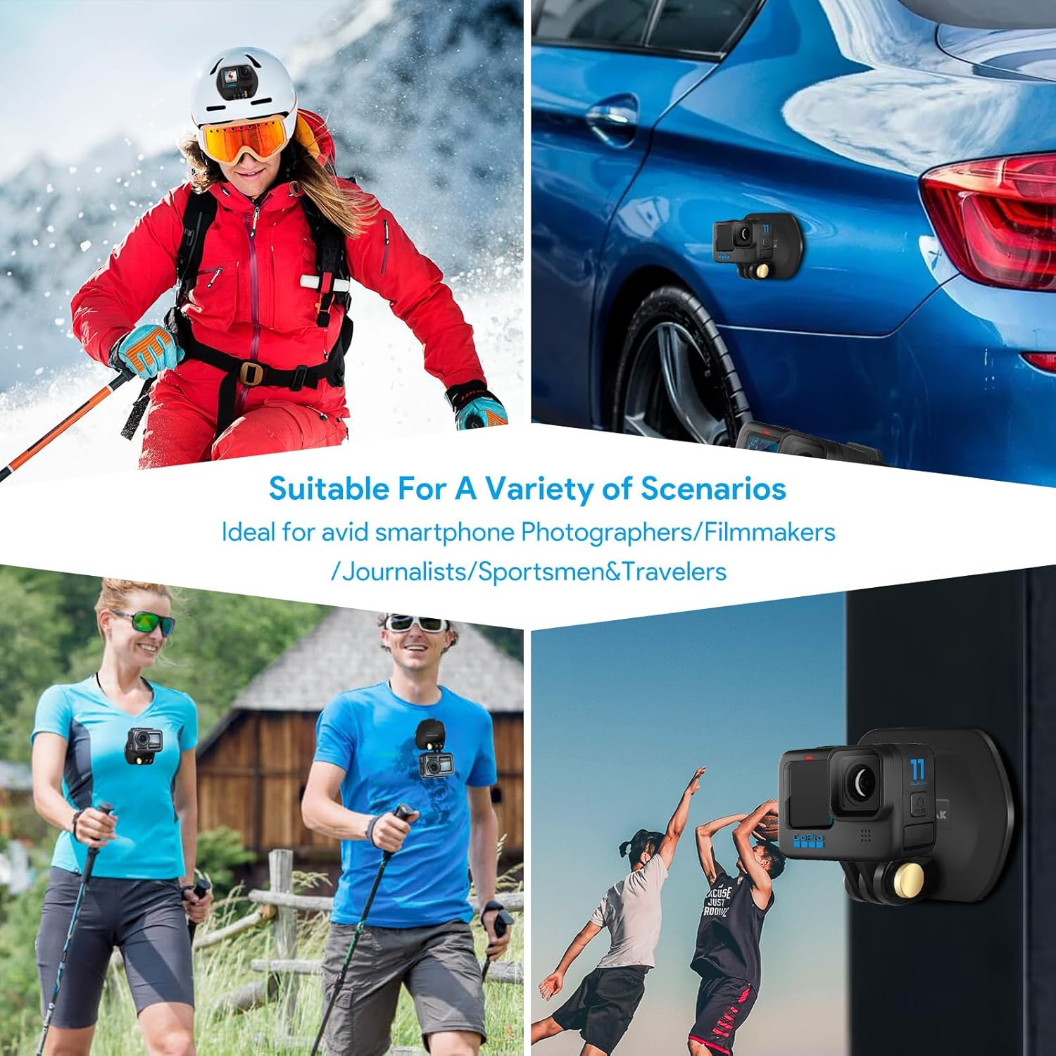 REYGEAK Magnetic Action Camera Mount for Gopro, Adjustable Magnetic Mount Magnetic Chest Mount Compatible with Gopro Hero 11 Black Hero 10/9/8/7/6,DJI Osmo Action 3