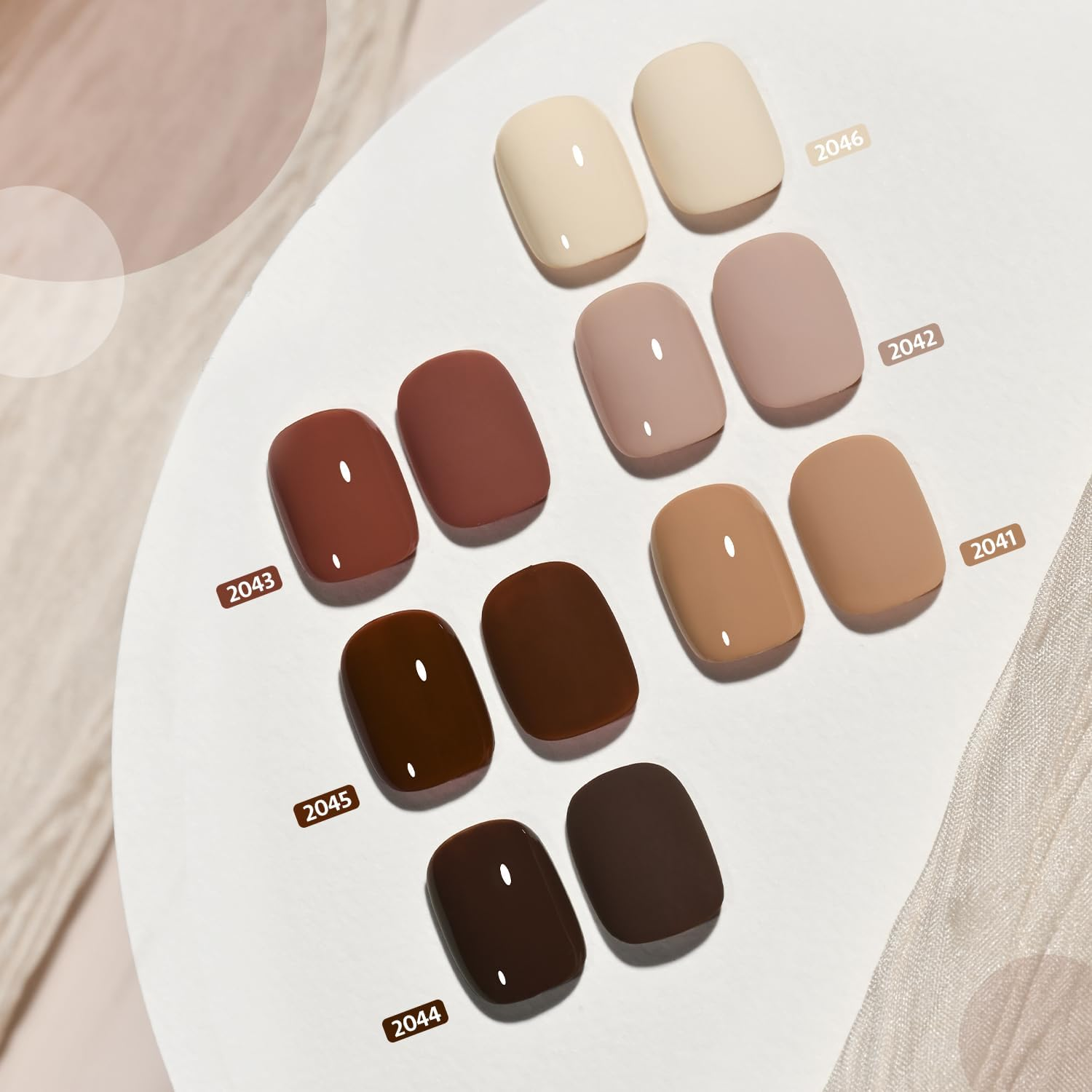 GAOY Nude Brown Fall Gel Nail Polish Set, 6 Colors White Beige Dark Tan Taupe Soak off UV Light Cure Gel Polish Kit for Salon and Nail Art DIY at Home - Classic Collection image number 6