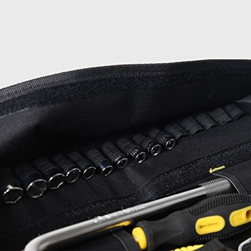 Multifunctional Small Tool Bag, 600D Oxford Canvas Tool Bag Folding Wrench Bag Tool Roll Storage Portable Tools Pouch with 22 Pockets image number 6