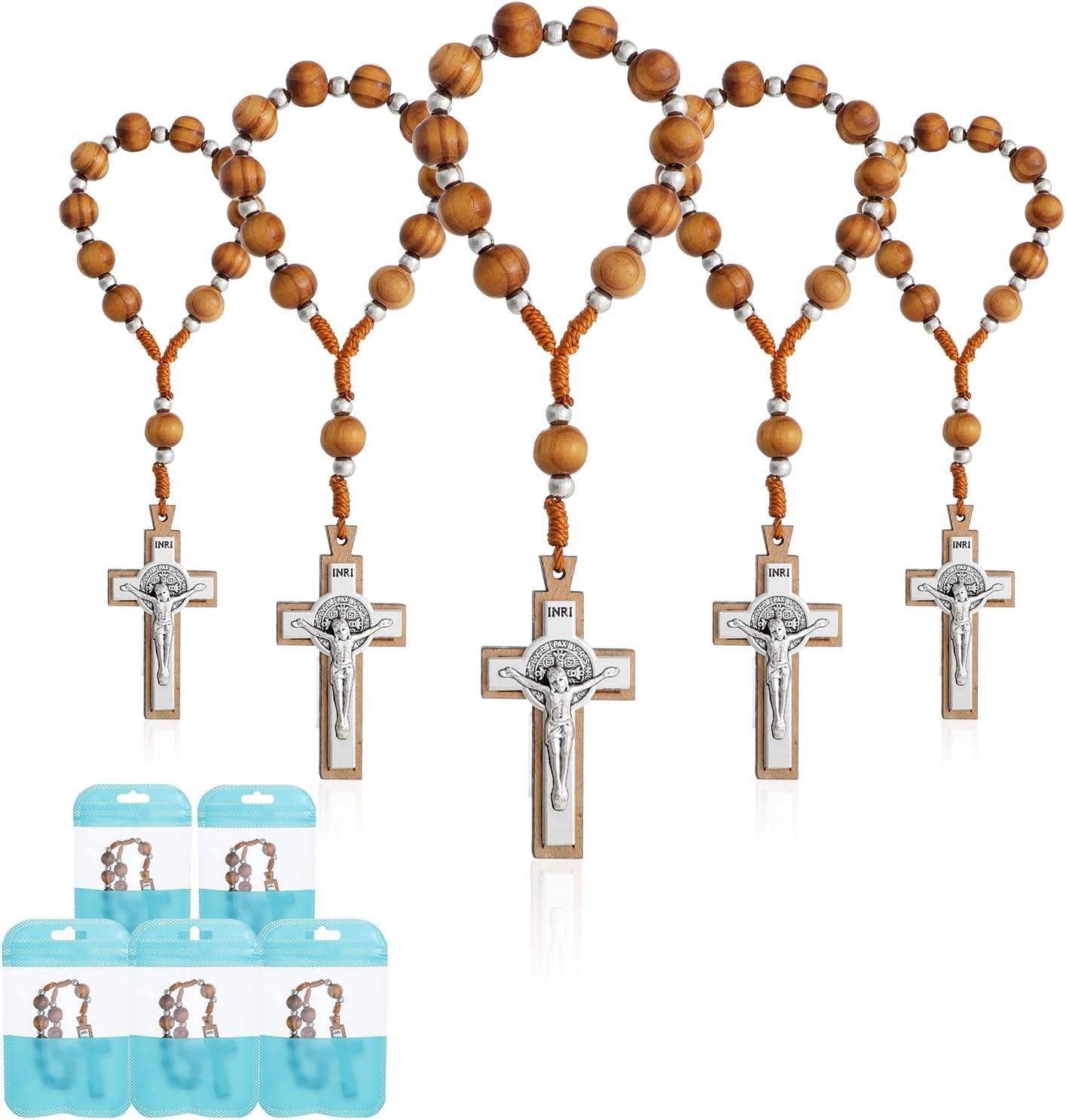 KOMI Prayer Pocket Rosary Baptism Rosary Catholic Accessory Catholic Gifts for Men Women Rosaries Bulk Baptism Favors for Guests Party Favors image number 2