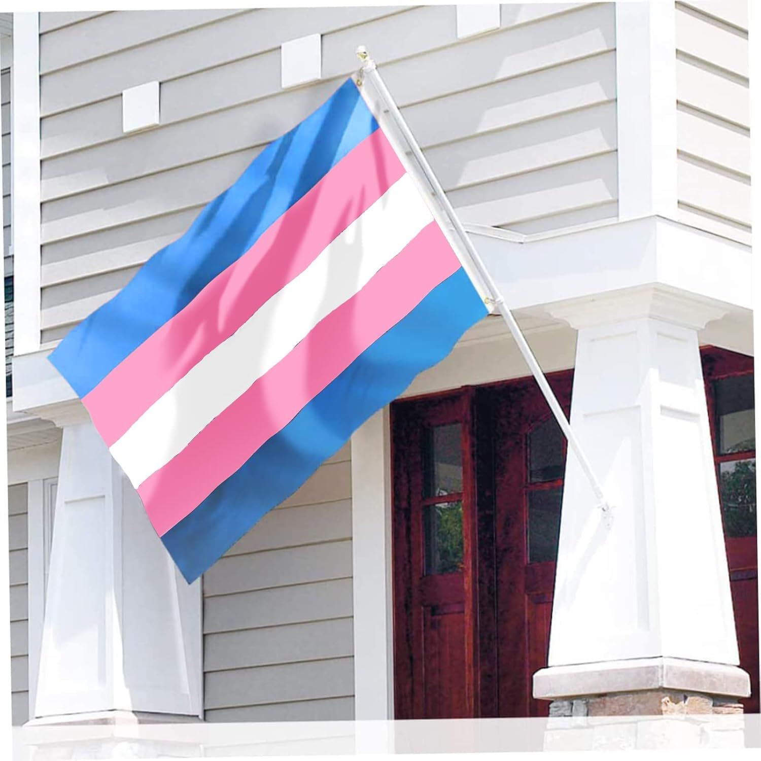QUEEN KING 3X5 FT Transgender Pride Flag and 60 Pcs Transgender Pride Stickers - Trans Rainbow Banner Pink Blue Rainbow LGBT Pride Month Parade Flags Polyester with Brass Grommets image number 6