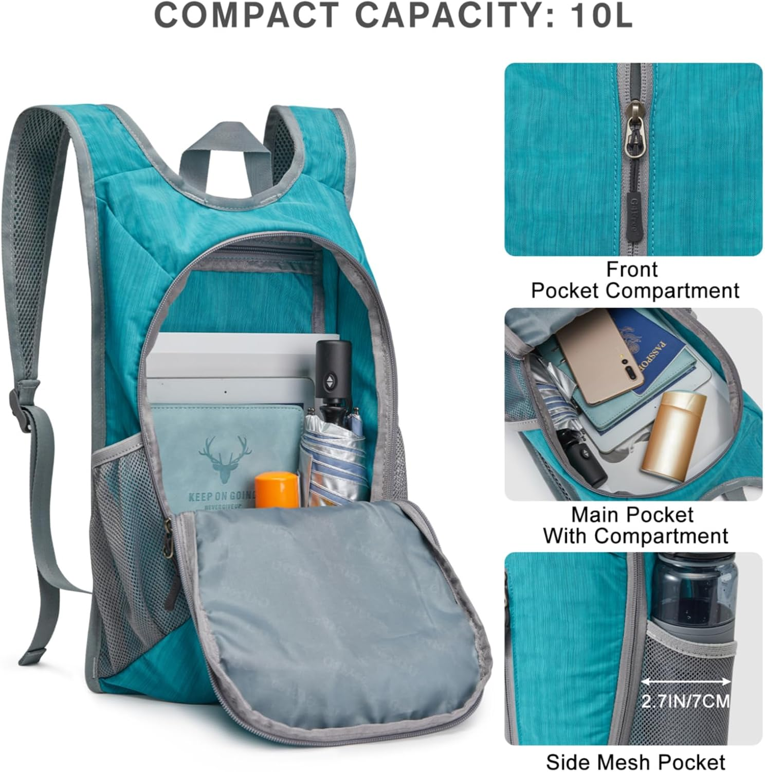 G4Free 10L Hiking Backpack Small Travel Hiking Daypack Lightweight Packable Backpack Casual Foldable Shoulder Bag