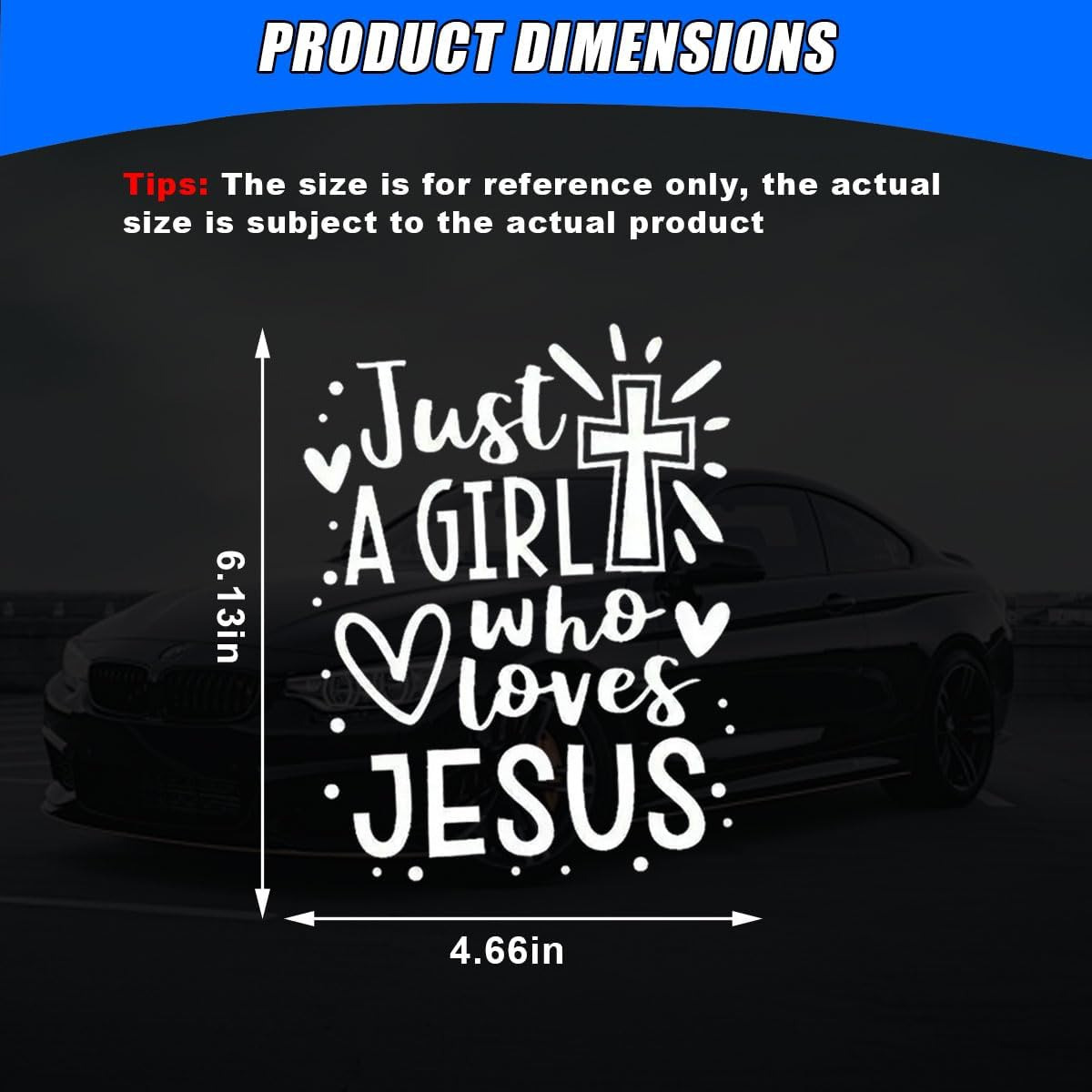 Just a Girl Who Loves Jesus Decal Car Sticker, 6.1"&times;4.6" Jesus Cross Vinyl Sticker Car Bumper Decal, Waterproof Auto Exterior Decoration Decals for Cars, Truck, Wall, Window, Laptop (White) image number 6