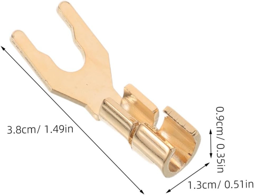 LALADEFIEE 2Pcs Hifi Plated Speaker Spade Connectors Audio Speaker Wire Y Fork Plugs for Home Theater Recording Studio Stable Signal Transmission Easy Secure Setup image number 2