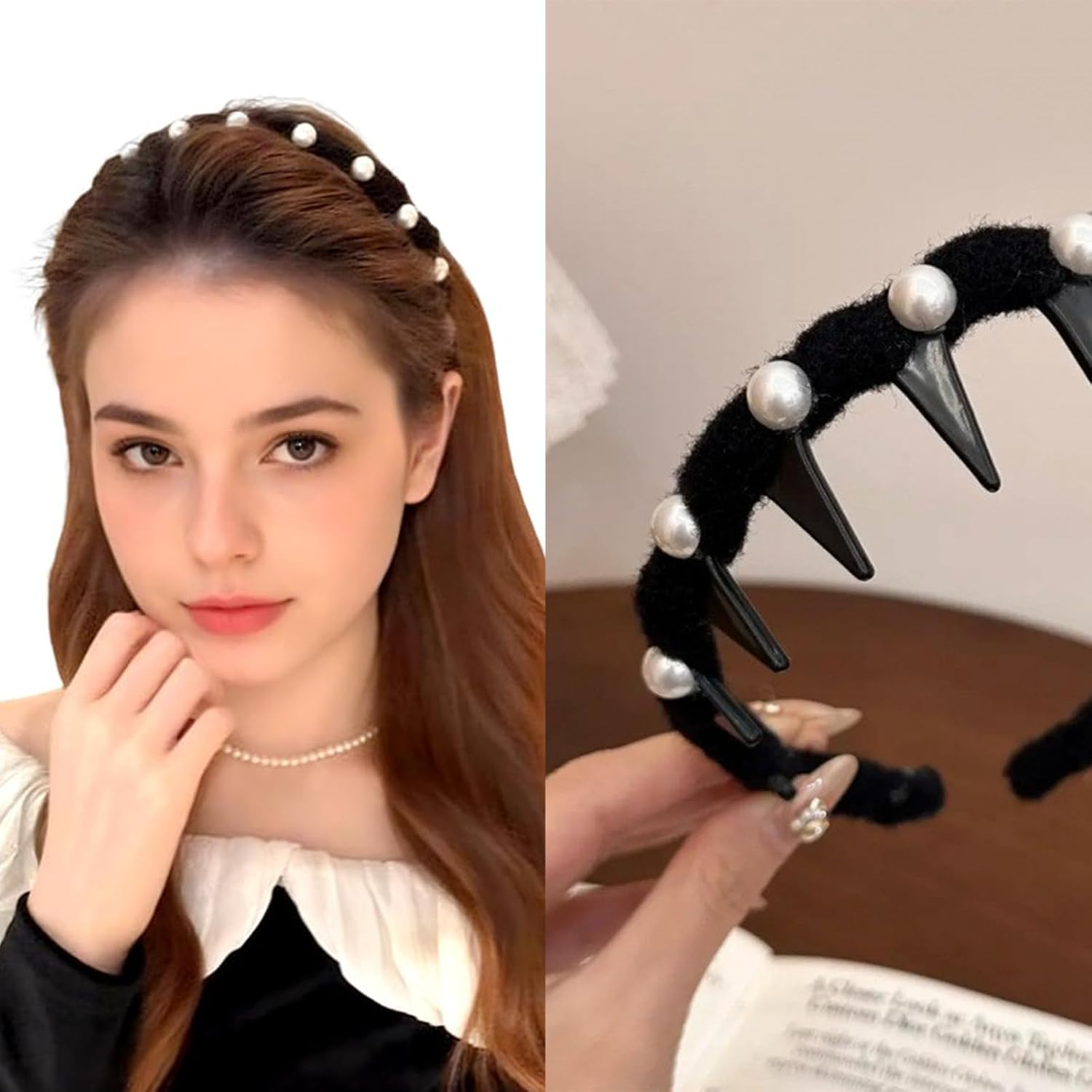 Pack of 3 Vintage High Cranium Artificial Pearl Hairband, Women'S Headbands, Pearl Headband, Elegant Hair Band for Weddings, Parties and Daily Use, Comfortable and Stylish Design image number 3