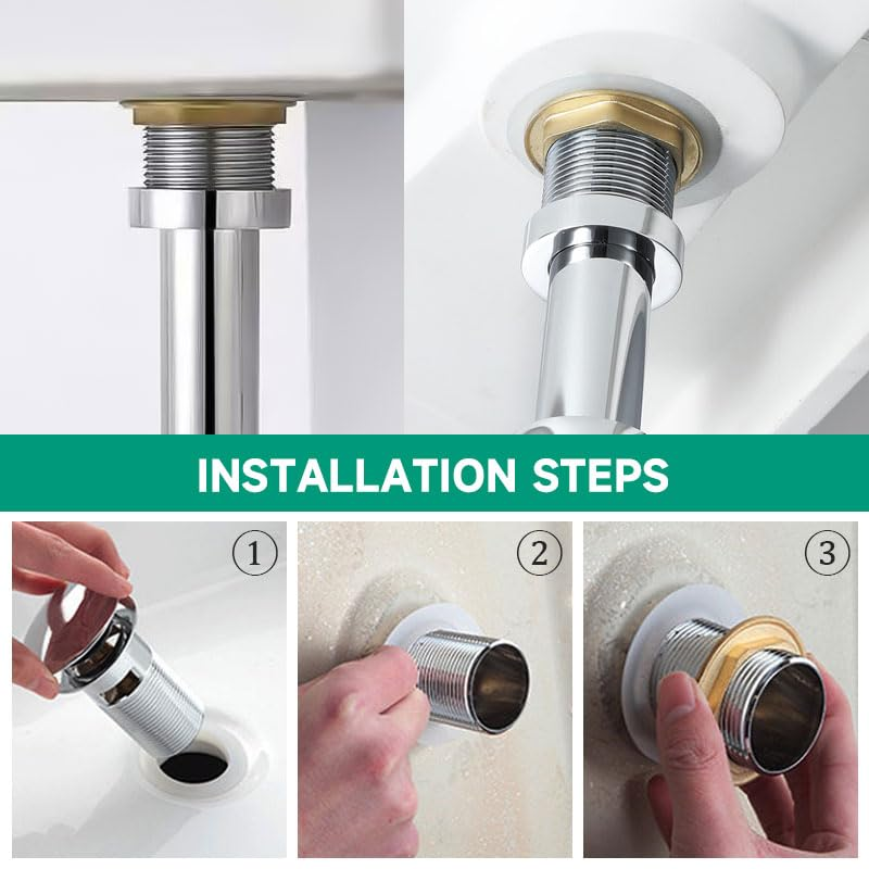 4 Pcs Brass Nut Pipe Fittings with Silicone Washers, 1 Inch BSP Female Thread Faucet Fittings Hex Lock Nut Flange Single Hole for Kitchen Basin Sink Pipes image number 2