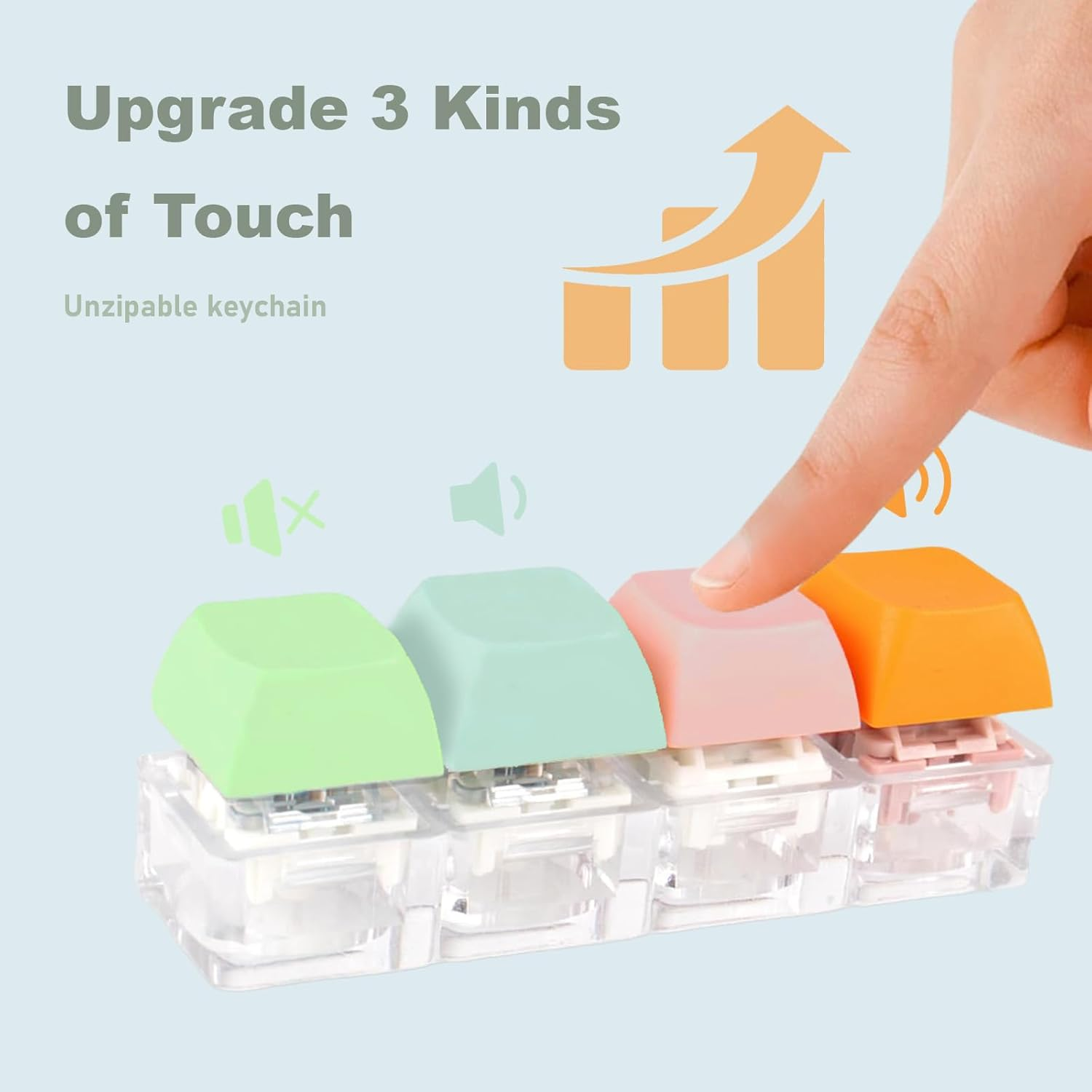 4 Pcs Keyboard Fidget Toy, Keyboard Fidget, Fidget Toys Keychain Keyboard 4 Keys Keyboard Decompression Toys Keyboard Keychain Toys Finger Keyboard Caps Toy to Relief Stress Pass the Time (4 Colors) image number 6