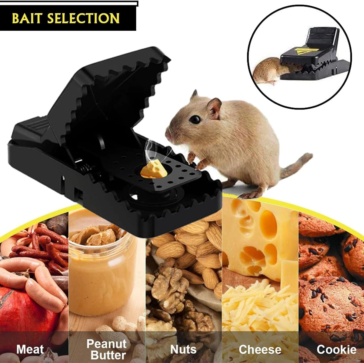 Mouse Traps,8 Pack Reusable Quick Kill Mouse Trap with High Sensitivity, Safe No Touch Design, Durable Washable Plastic Mice Catcher for Indoor & Outdoor Use, Rodent Control Snap Traps (6 Pack) image number 2