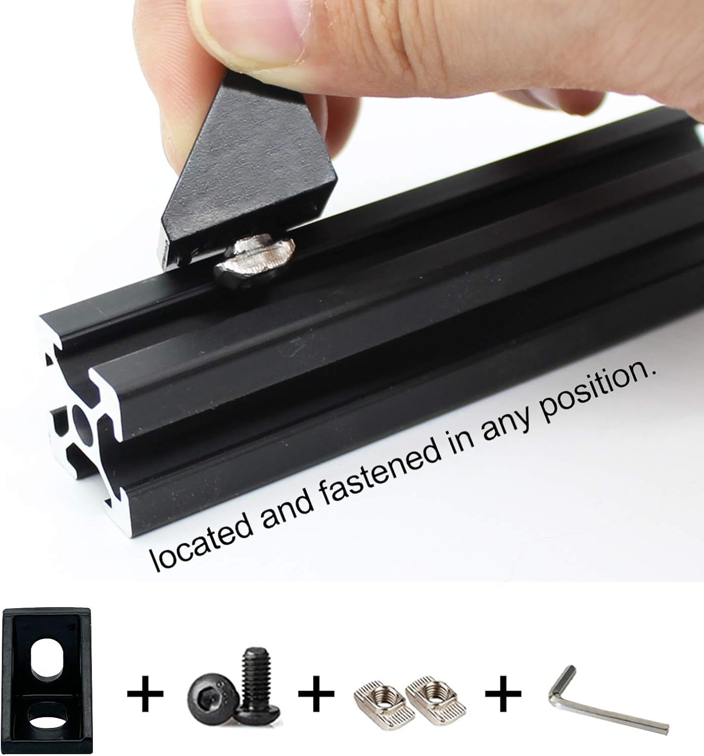 BLCCLOY 20 Sets 2020 Aluminum Extrusion T Slot Corner Bracket 20 Series Extruded Hardware 90 Degree Right Angle Connector with M5 Bolts Nuts for 20/20 80 20 2040 T V Slot Black Aluminum Profile image number 1