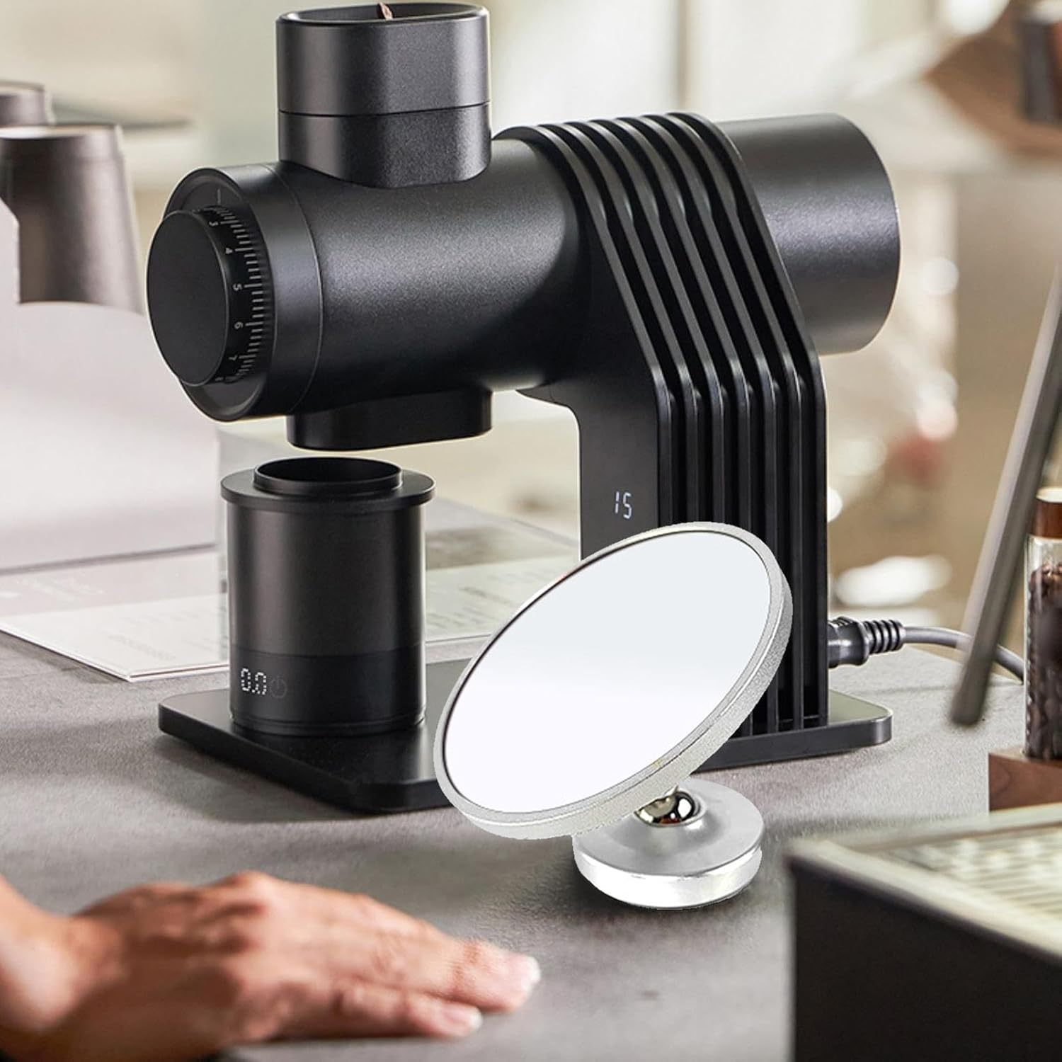 Espresso Reflective Mirrorr - 360&deg; Rotation Shot Mirrorr Magnetic to Monitor Shots | Resilient Espresso Lens Mirrorr | Removable Magnetic Tea Extraction Mirrorr for Cafe Bar, Restaurant, Home