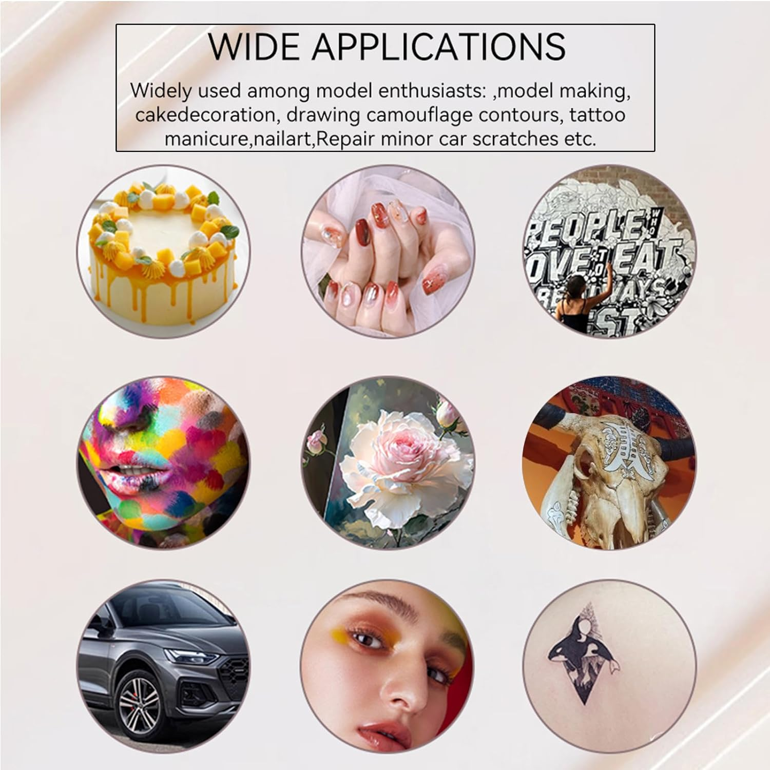 Roseflower Cordless Airbrush Kit with Compressor, Mini Portable Makeup Airbrush Set, USB Rechargeable Air Brush Kit for Nail Art, Makeup, Cake Decoration, Painting, Deep Moisturizing Face Spa#Black image number 5