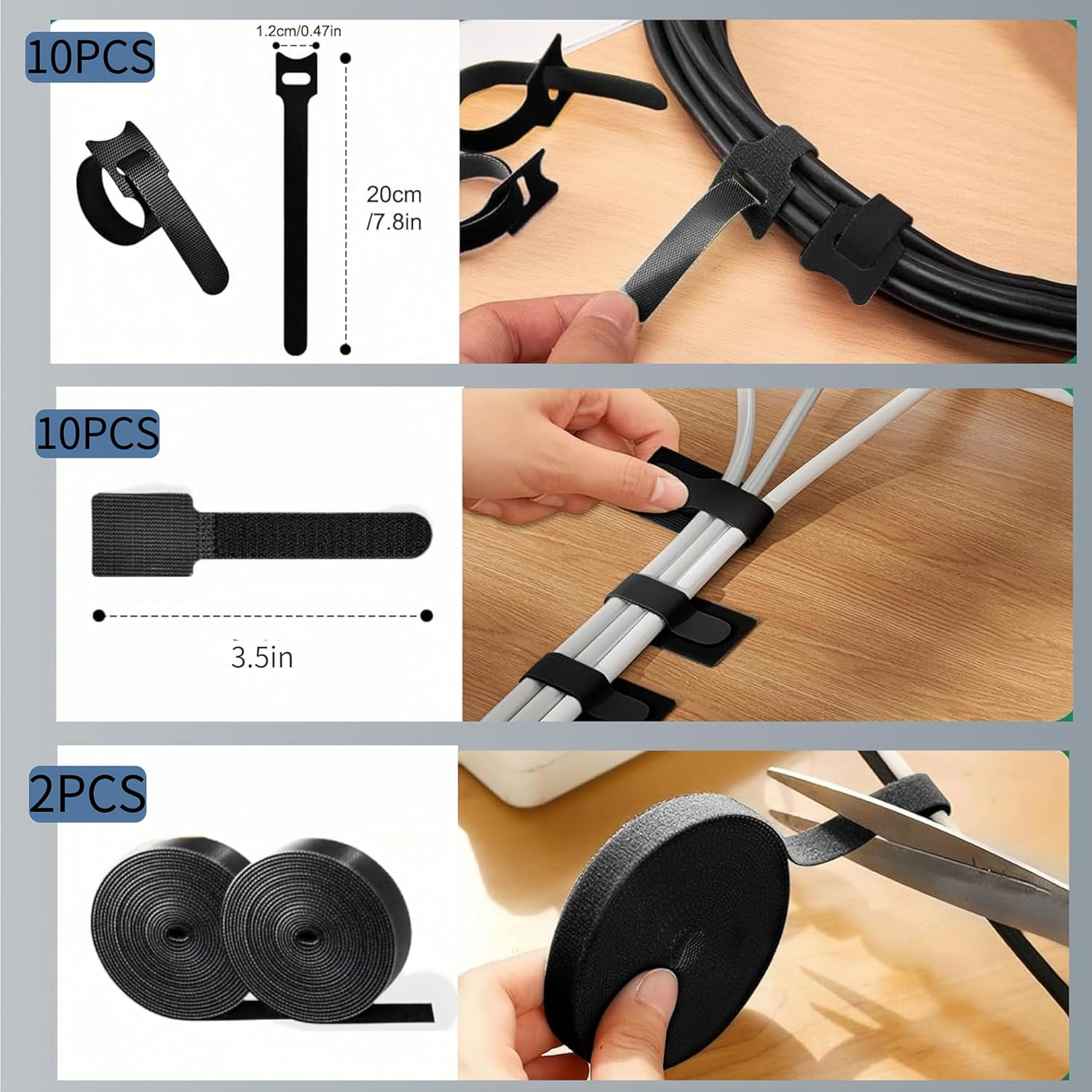 273Pcs Cable Management Organizer Kit,Cable Organizer,Fastening Zip Cable Ties,Self Adhesive Cable Clips Holder,Self Adhesive Ties,Useful for Power Cord,Tv、Usb Cable, Office Cord Holder for Desk image number 6