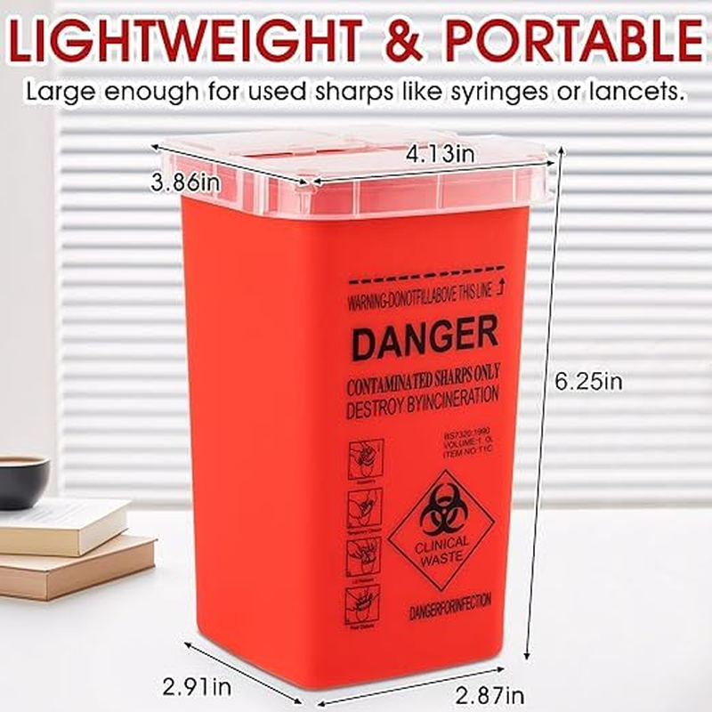 Portable Sharps Container, Designed for Safe and Convenient Handling of Insulin Needles, Pen Needles, and Other Medical Sharps during Travel or at Home and Office, 2 Packs image number 5