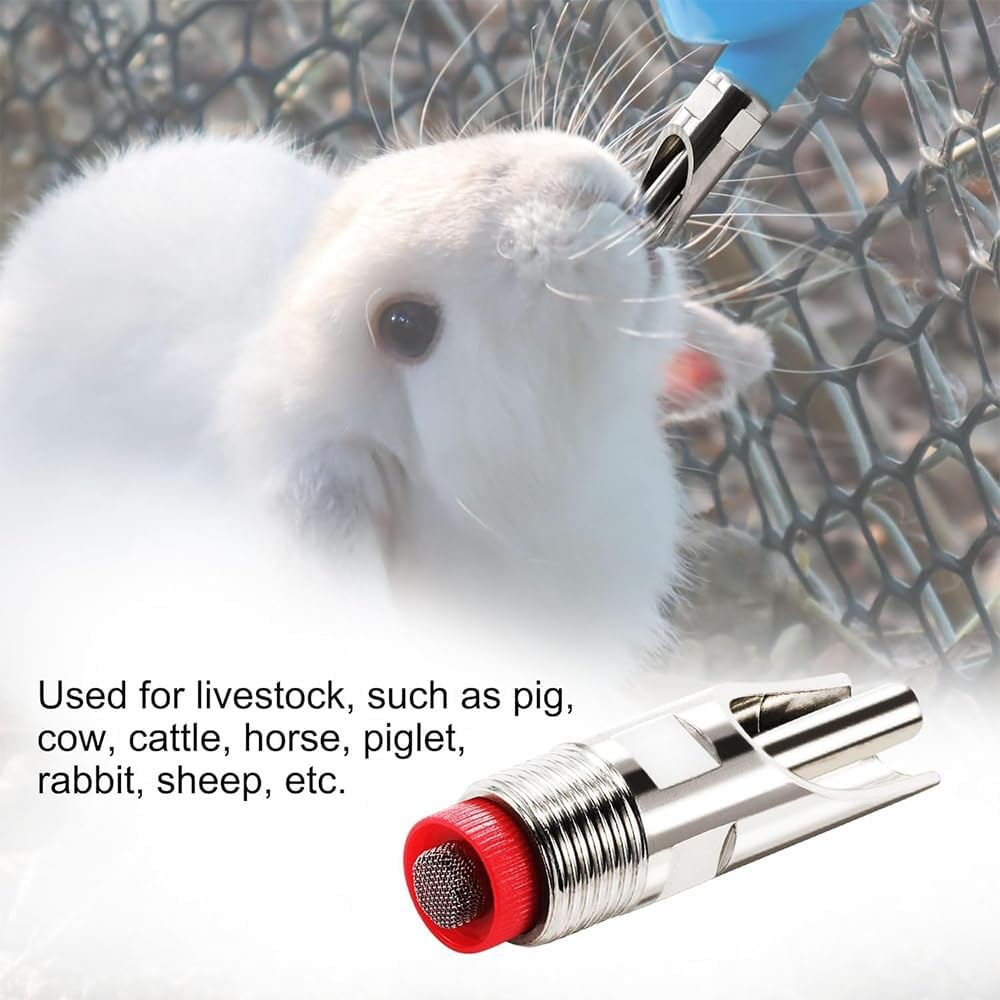 10PCS Automatic Pig Nipple Drinker,Water Nippler Stainless Steel 1/2 NPT Animal Drinker Tool,Duck Mouth Shape Pig Feeder Drinker with Filter for Sows image number 5