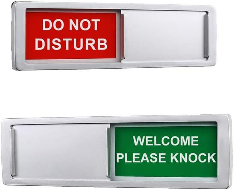 Magnetic Do Not Disturb Sign,Please Knock for Home Office Restroom Conference Hospital, Non-Scratch Magnetic Slider Door Indicator Signs, 7'' X 2'' - Silver