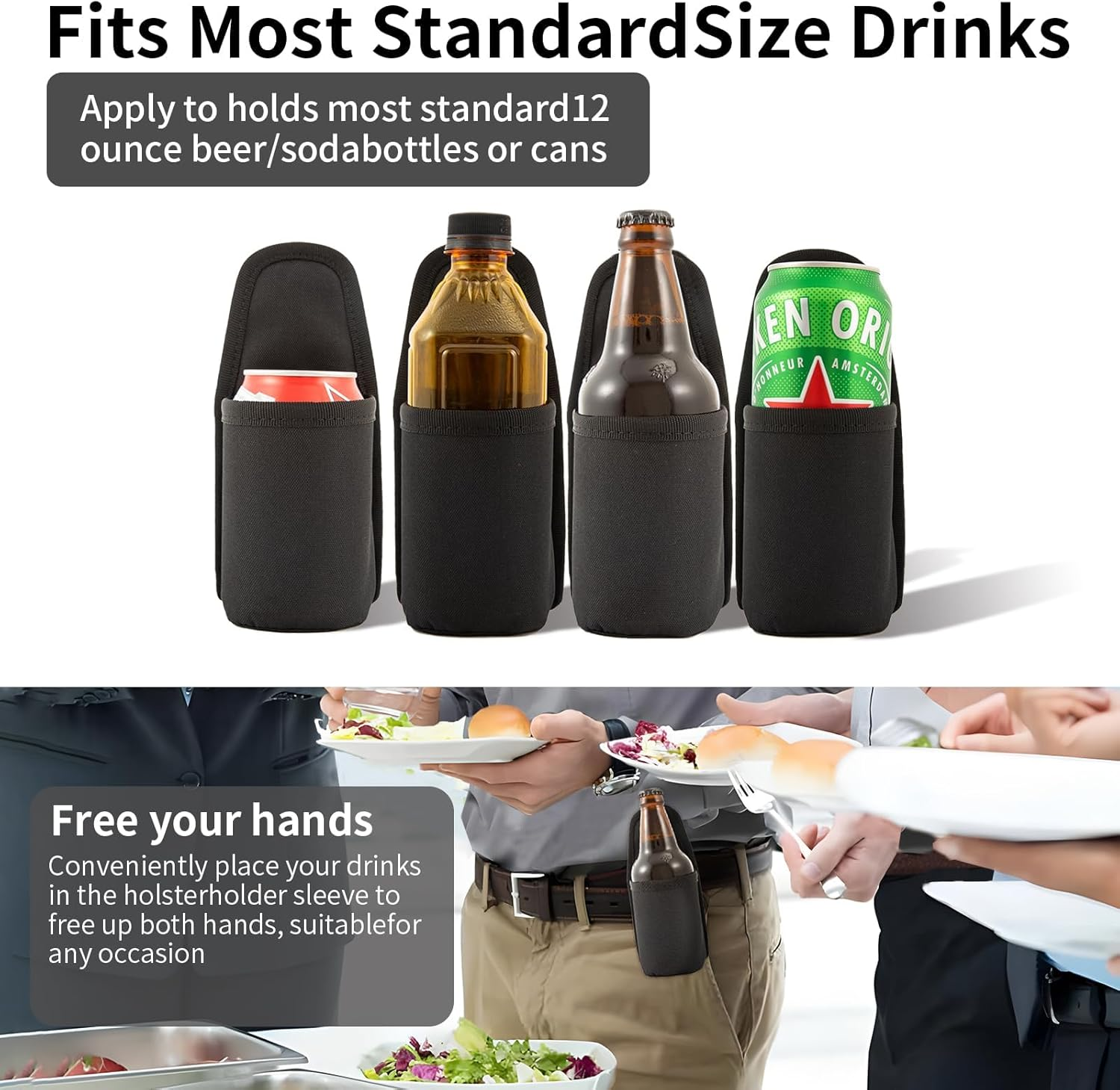 Beer Holster,Beer Belt,Water Bottle Drink Beer Belt Holder,Grilling Beer Gifts for Men Father Day Christmas, for Travel Camping Party for Beer Drinkers/Lovers Beer Accessories image number 6