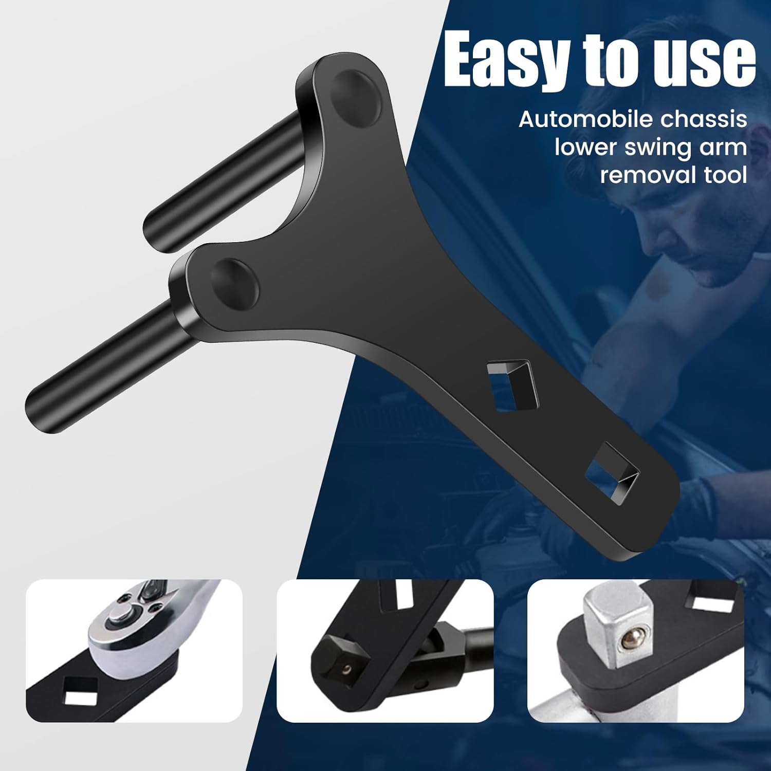 UKQRRTC Lower Control Arm Prying Tool, Chrome Vanadium Steel Automotive Lower Control Arm Removal Tool, Multifunctional Control Arm Bushing Tool for Cars Suvs Trucks image number 5