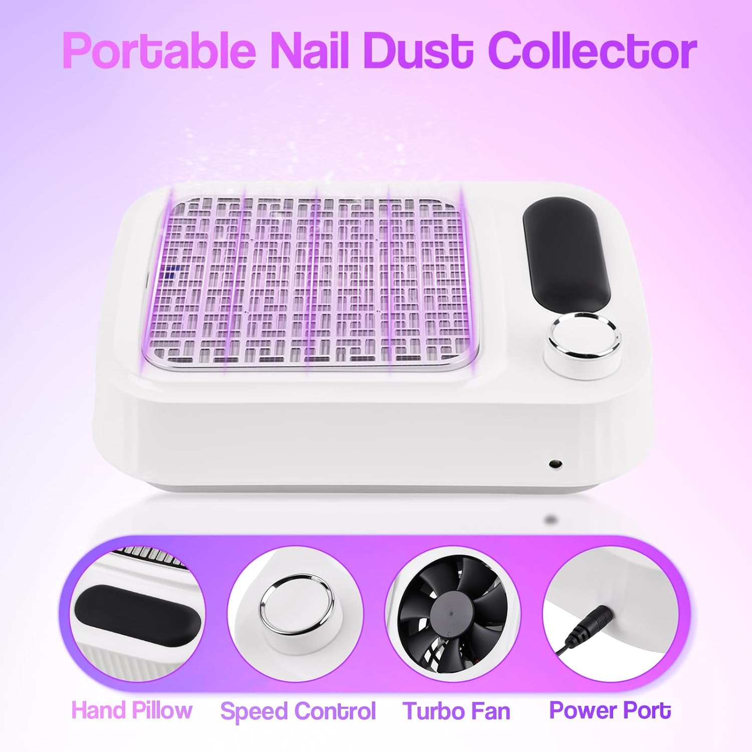 Advwin Professional 3-In-1 Nail Set: UV/LED Nail Lamp + Nail Dust Collector + Electric Nail Drill Kit, USB Power & 6 Grinding Bits image number 3