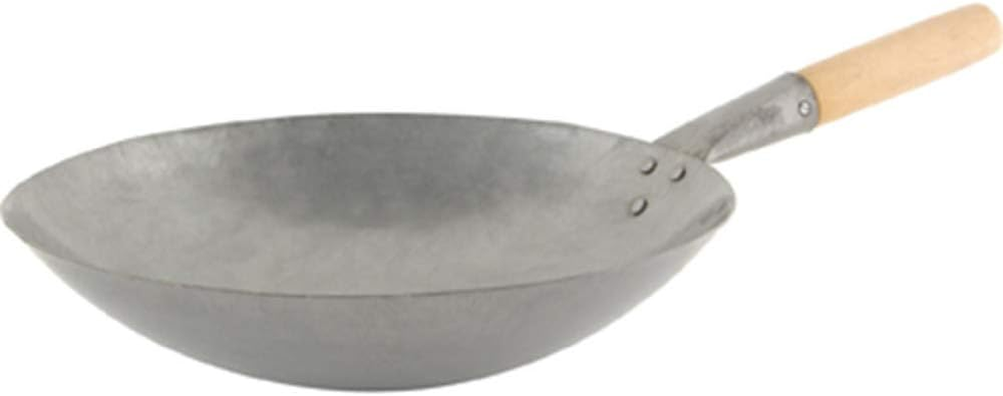 Chef Inox Iron Wok with Wood Handle, 330 Mm Diameter