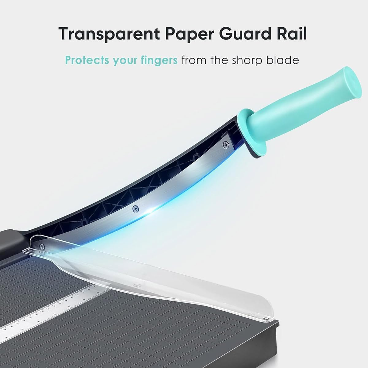 AIMALL 12"X12" Portable A4 Paper Cutter &ndash; Manganese Steel Blade Guillotine Trimmer with Ergonomic Handle and Transparent Press, Cuts up to 16 Sheets image number 6