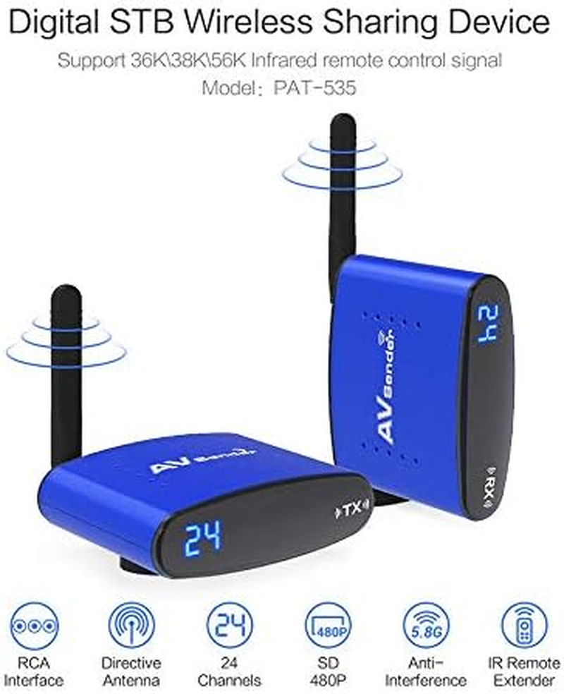 5.8Ghz 200M Wireless AV Sender TV Audio Video Transmitter Receiver PAT-535 image number 5