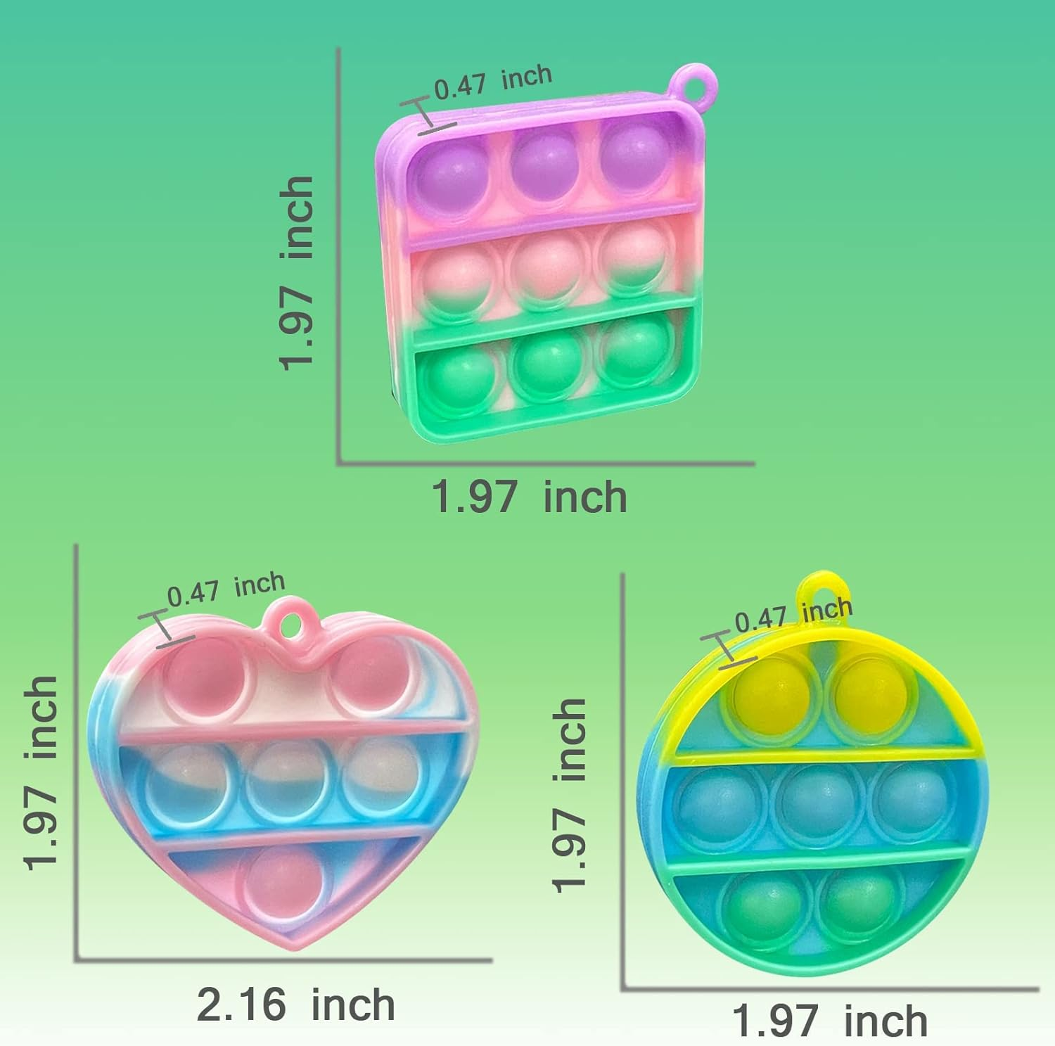 24 Pcs Mini Push Pop Bubble Fidget Toy, Simple Fidget Toy, Keychain Bubble Pop Desk Toy, Decompression Toys Suitable for All Ages (24 PCS) image number 1