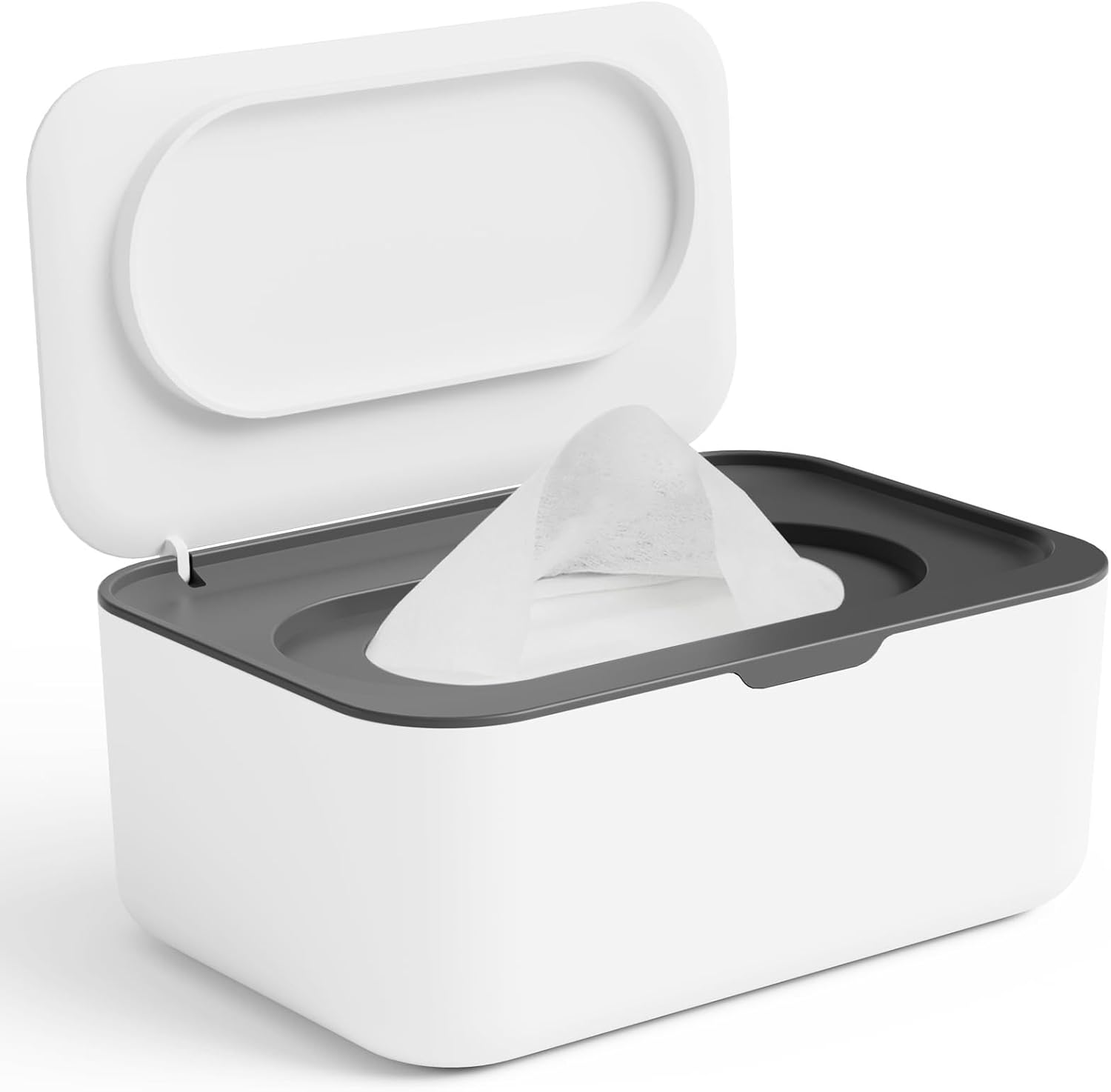 Wipes Dispenser for Baby & Adult, Wet Wipe Dispenser Compatible with Baby Wipes, 80 Wipes Capacity, Suitable for Living Room, Bathroom, Nursery, Easy Pull, Non-Slip Case by CRFY (Grey)