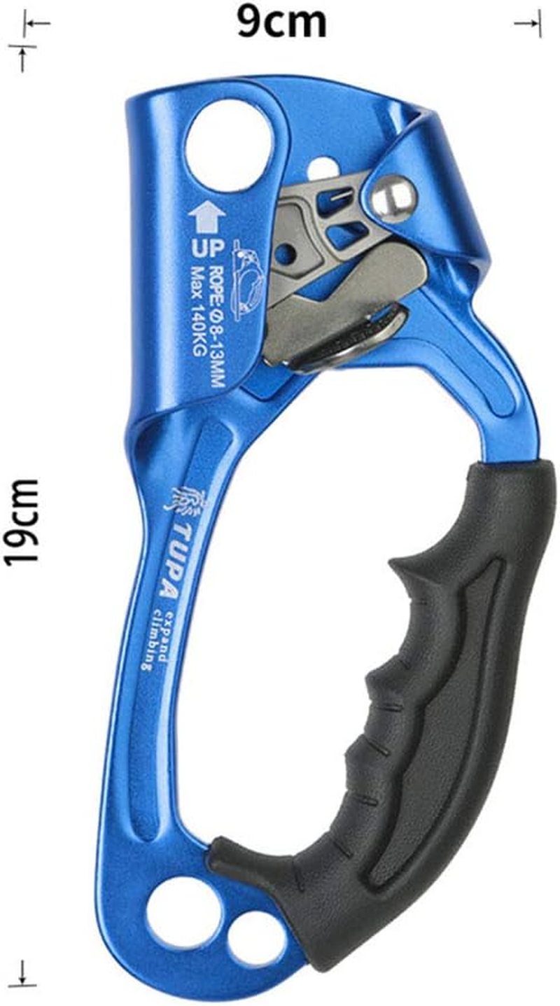 Hand Ascender Rock Climbing Tree Arborist Rappelling Gear Equipment Rope Clamp for 8 12MM Rope-Blue