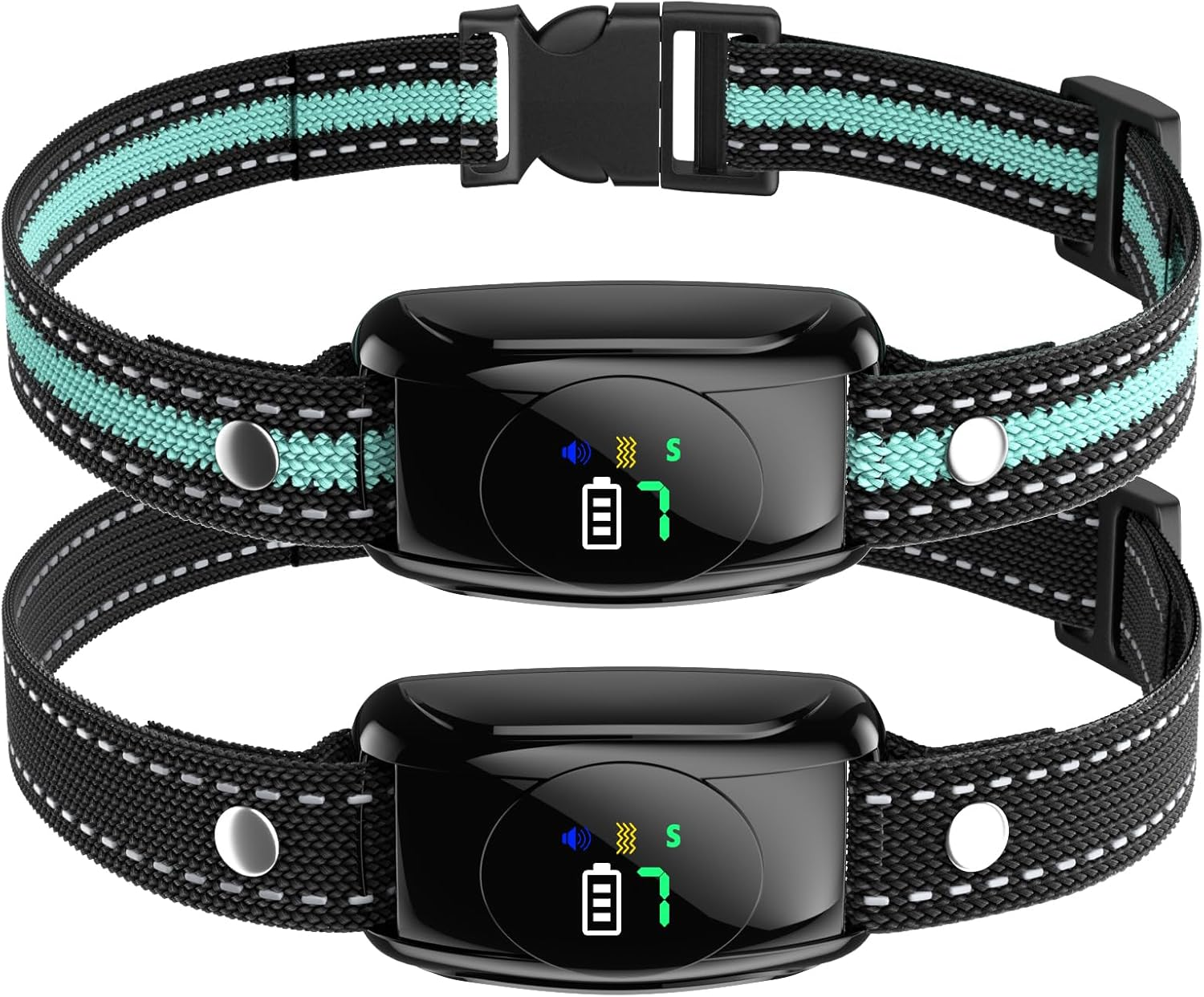 2 Pack No Shock Bark Collar for Medium & Large Dogs &ndash; Rechargeable anti Bark Collar with Beep & Vibration, 7 Sensitivity Levels, 100% IPX7 Waterproof & Humane Dog Bark Collar image number 2