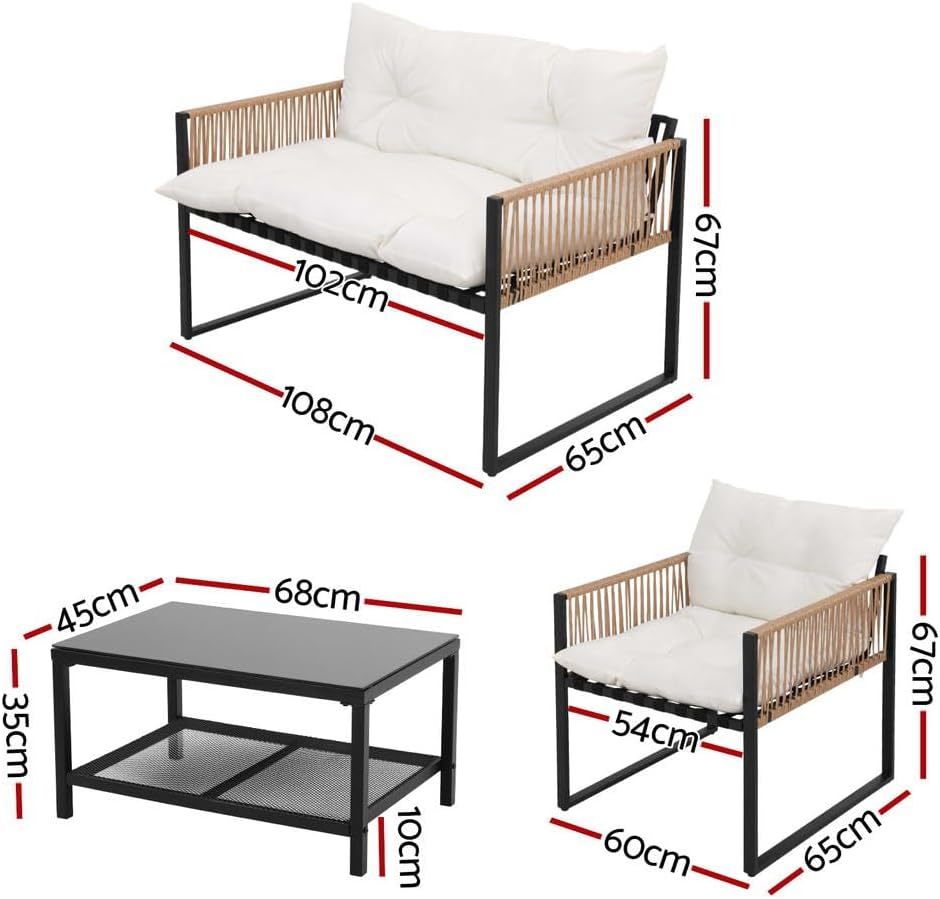 Gardeon 4 Seater Outdoor Sofa Set 4PCS Table Chair Set Garden Patio Furniture image number 2