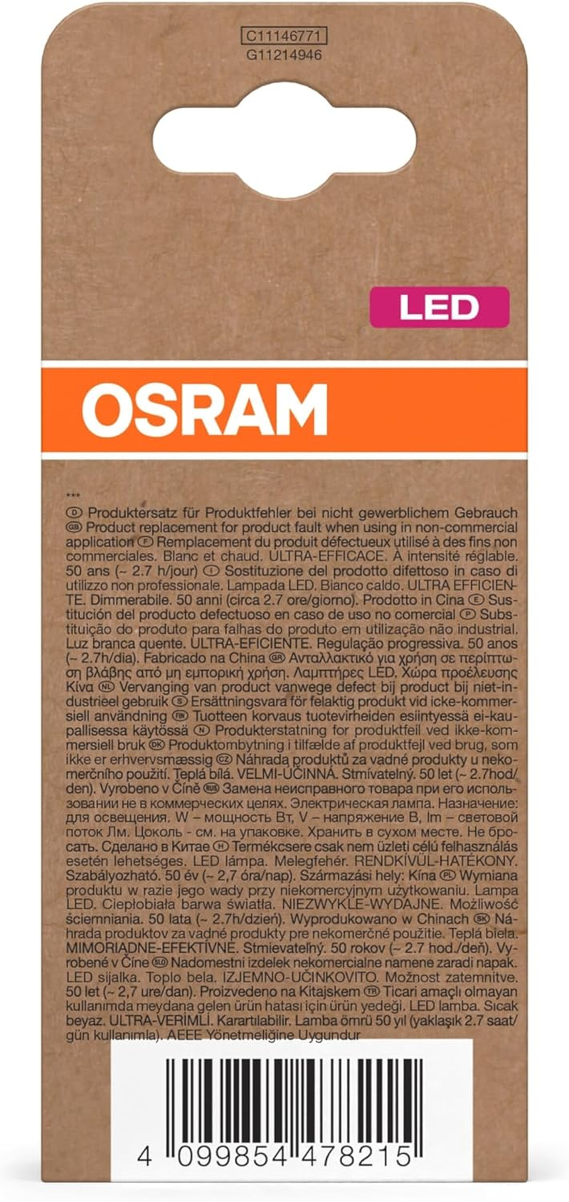 OSRAM Classic a 100 Filament LED Bulb Warm White LED Bulb 7.2W 1521LM 2700K E27 Clear Dimmable Energy Class A image number 2