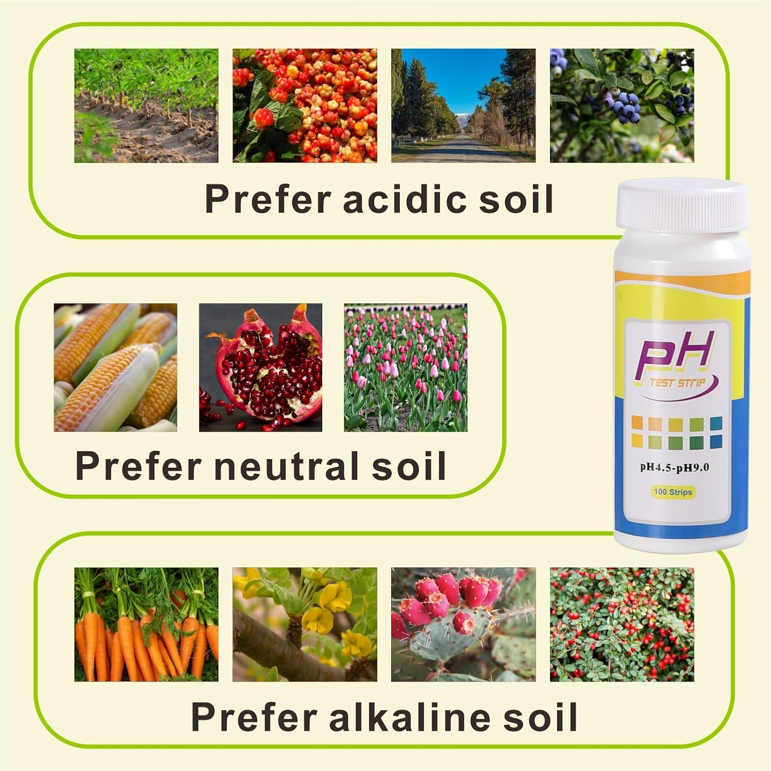 XLUX Soil Ph Tester, Acidity Test Meter, Strips Kit 200 Tests, for Garden Home Lawn Farm Vegetable Yard Compost Outdoor and Indoor Plants, 4.5-9.0 Range