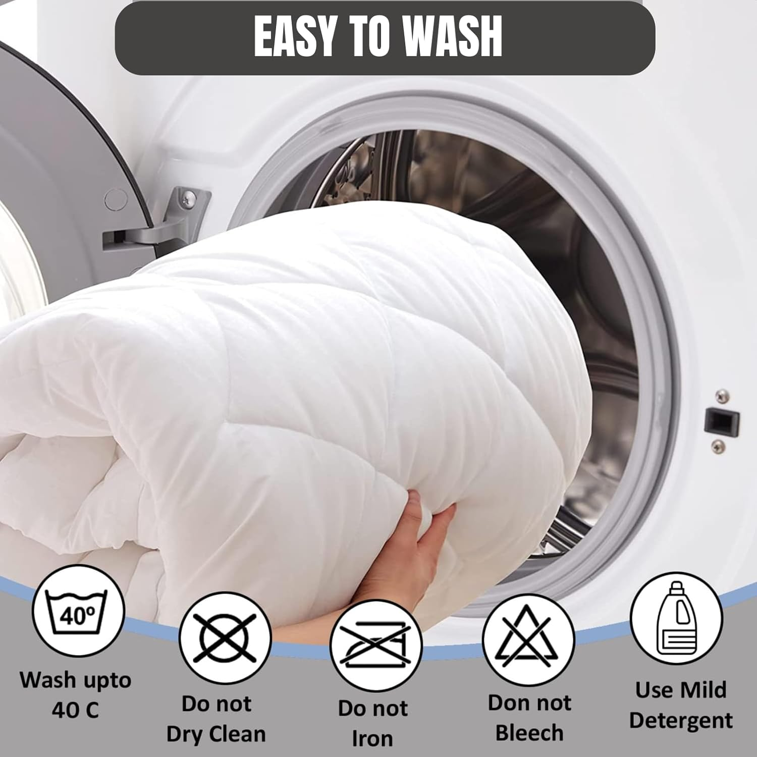 Quilted Waterproof Mattress Protector, JOMWEN Extra Deep Mattress Topper, Fitted Bed Cover, Comfortable and Machine Washable Bed Pad (White, Double 137 X 190+30Cm) image number 5